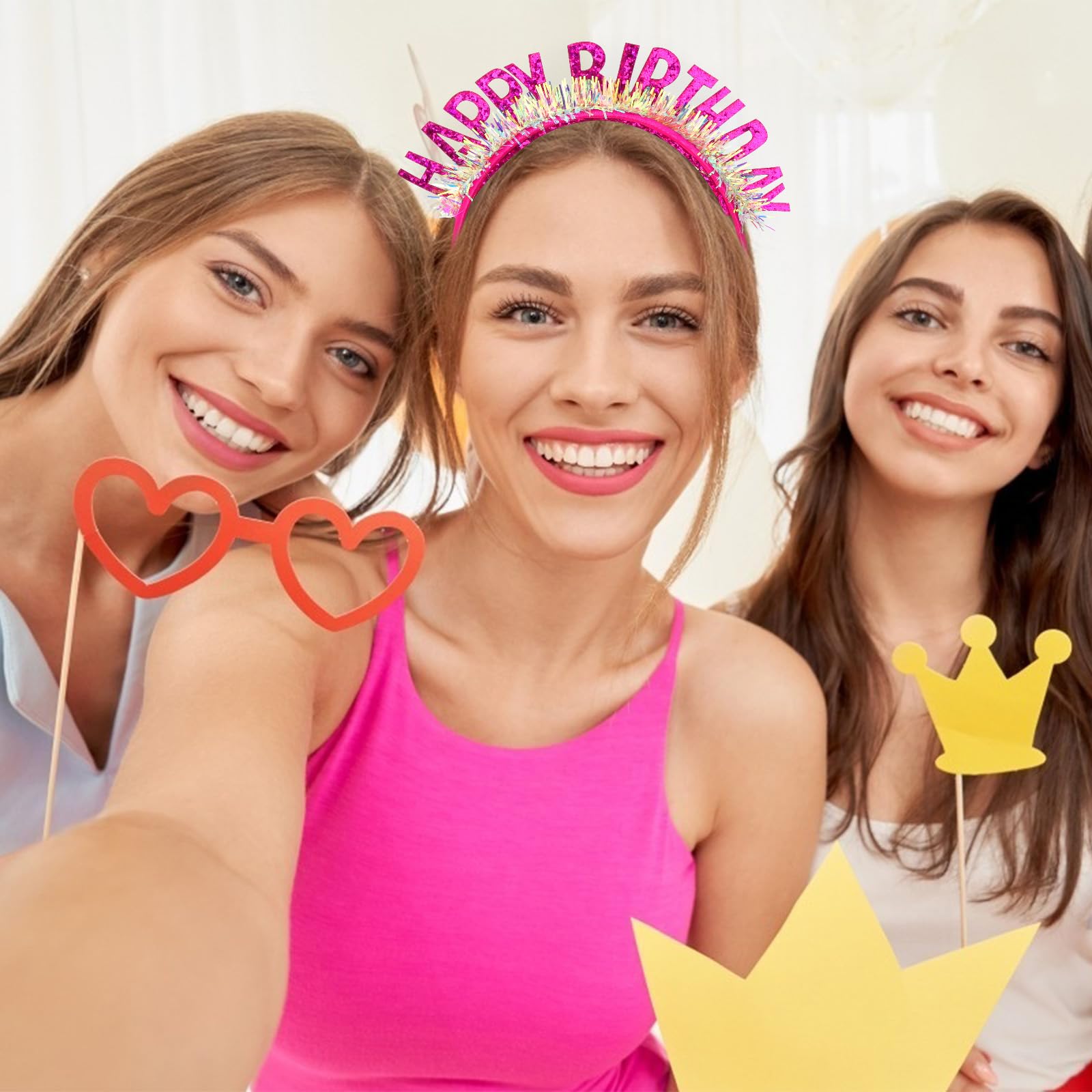 Cieher Birthday Crown Headband, Tiara For Women Girls, Birthday Girl Decorations And Gifts - Rose Pink