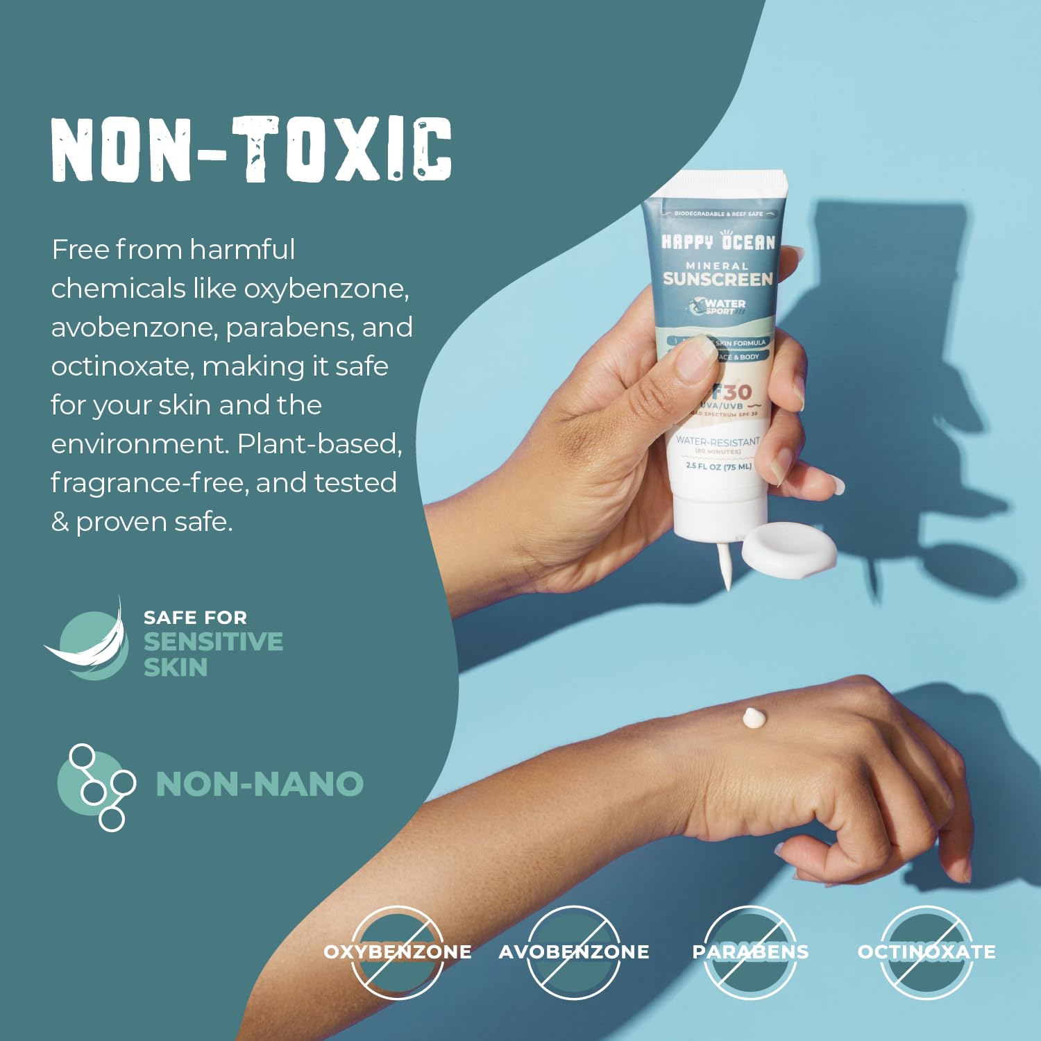 Spf 30 Sport Mineral Sunscreen For Face & Body, Non Toxic Biodegradable Reef Safe Sunscreen Mineral Based, Travel Size Organic S