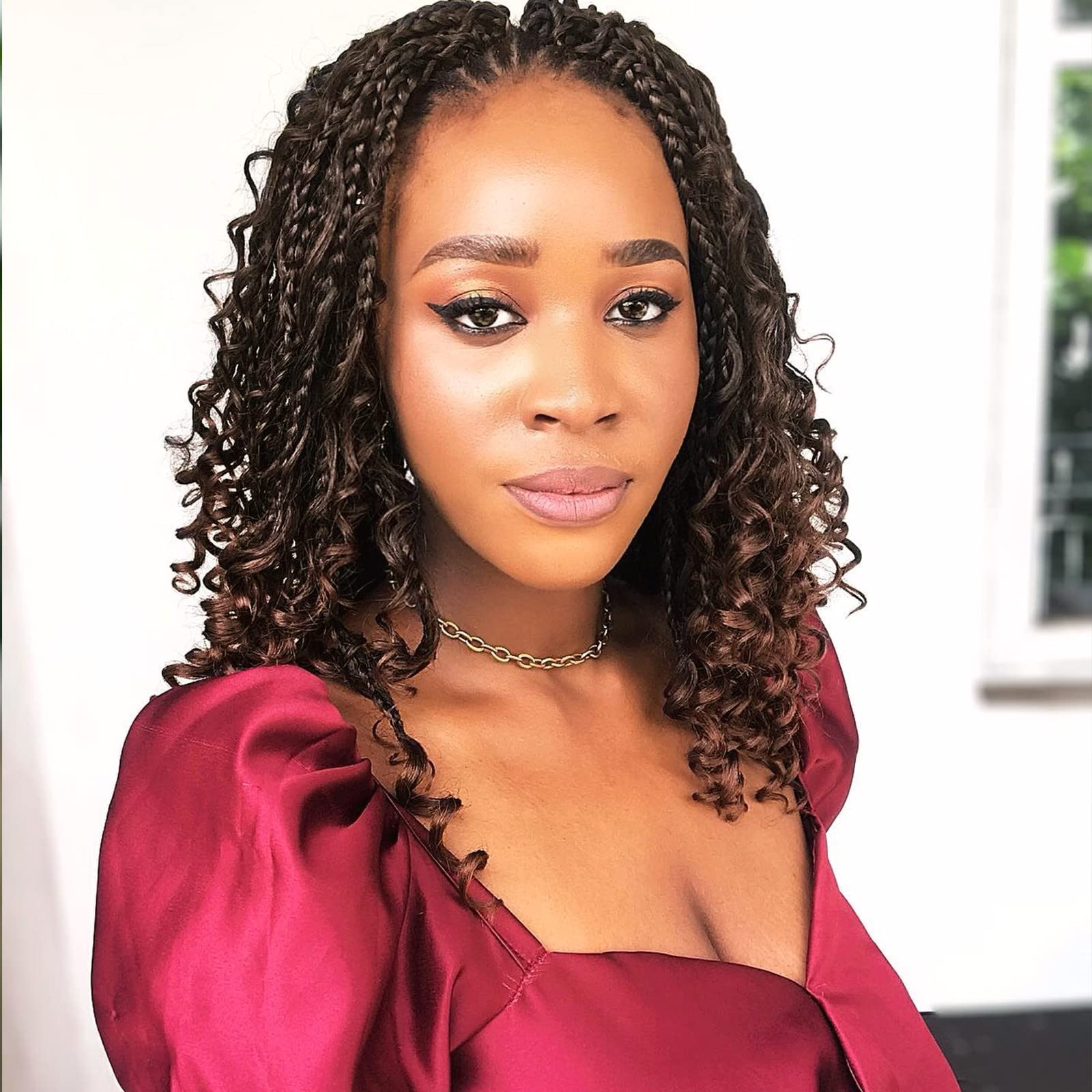 Boho Box Braids Crochet Hair for Women 10 Inch 7 Packs Goddess Box Braids with Curly Ends 3X Short Bob Crochet Braids for Kids O