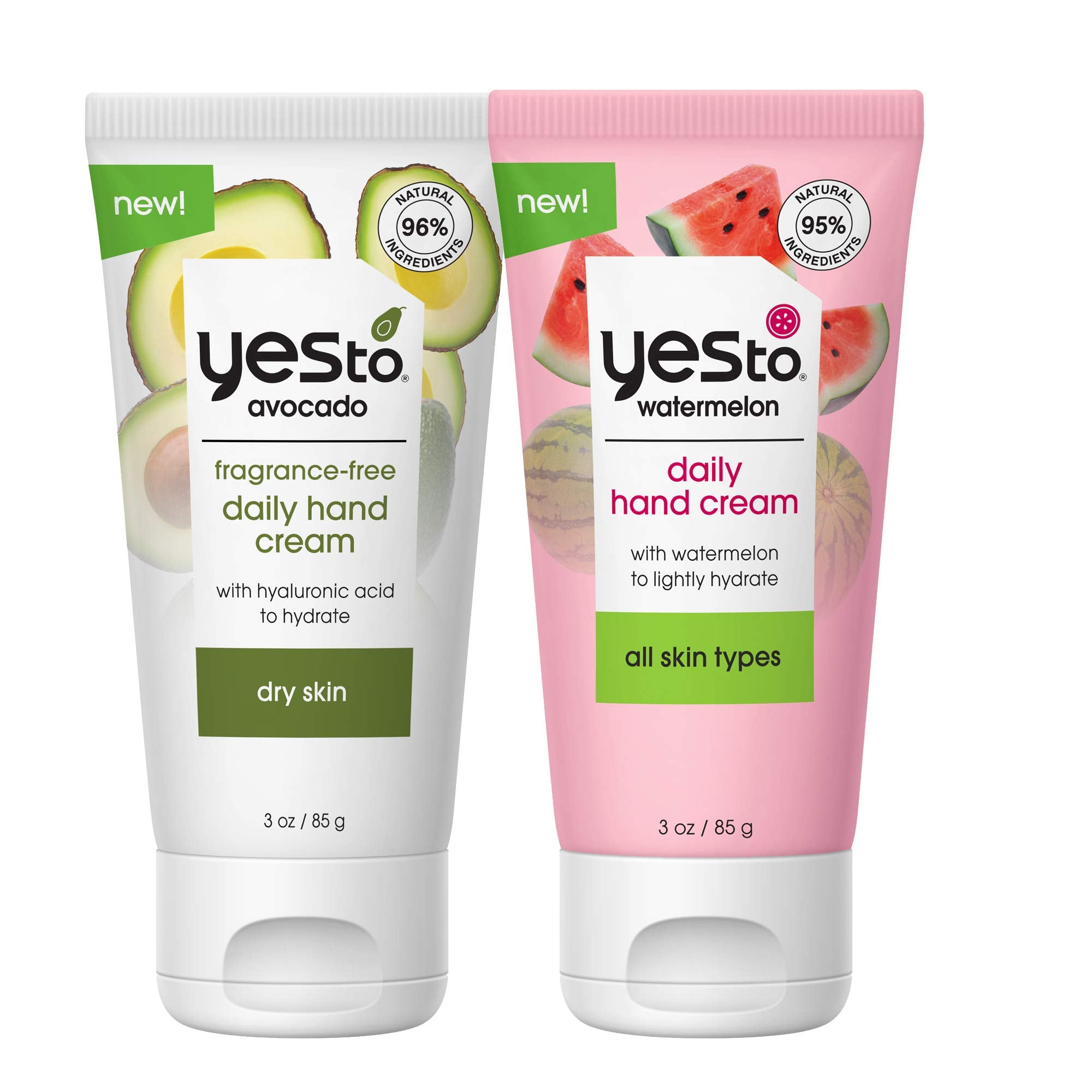 Yes To Watermelon & Avocado Hand Cream Variety Pack, Moisturizing & Fast-Absorbing, Combats Signs Of Aging, Keeps Hands Soft And