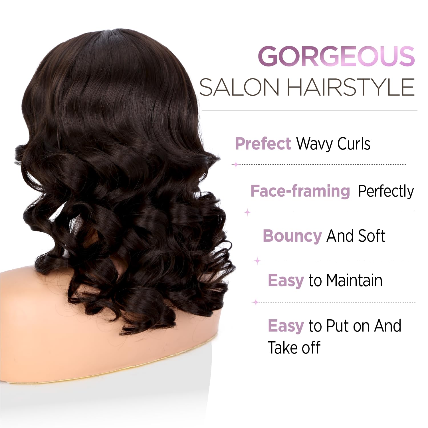 Wiger Short Wavy Wigs For Women Chocolate Brown Loose Wave Bob Hair Wig 14 Inch Side Part Shoulder Length Glueless Lace Part Hai