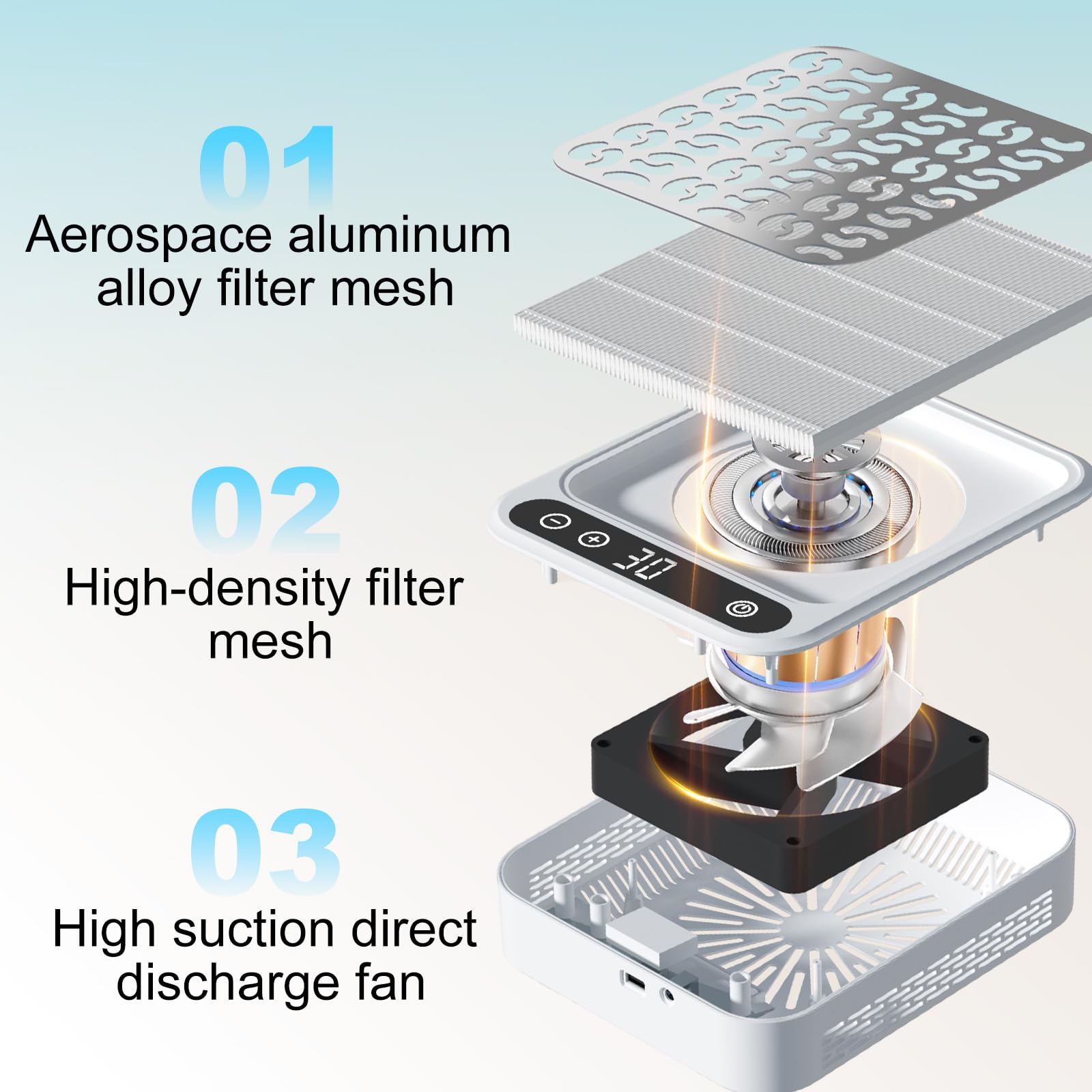 Nail Dust Collector,Essential Dust Collector Nail Tech Tool With Reusable Filter,Vacuum Fan Dust Collector For Acrylic Nail Dril