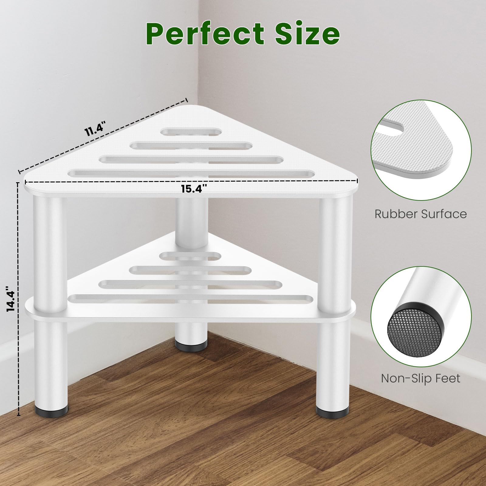 Metal Corner Shower Stool For Shaving Legs, Shower Foot Stool With Storage Shelf, Step Stool & Foot Rest, Small Shower Stool For