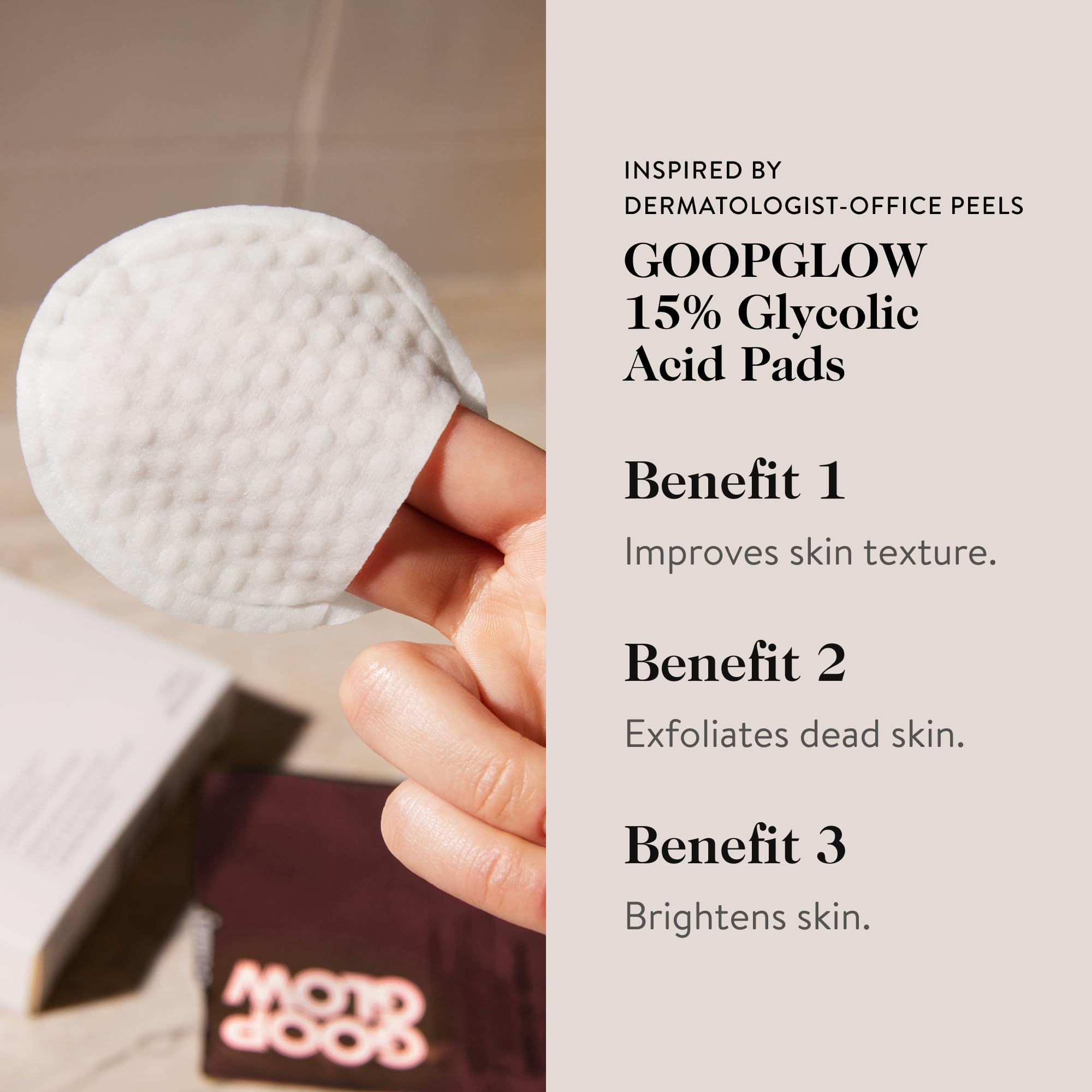 goop beauty 15% Glycolic Acid Overnight Peel | Exfoliating Pads Inspired by a Professional Chemical Peel | 4 pack