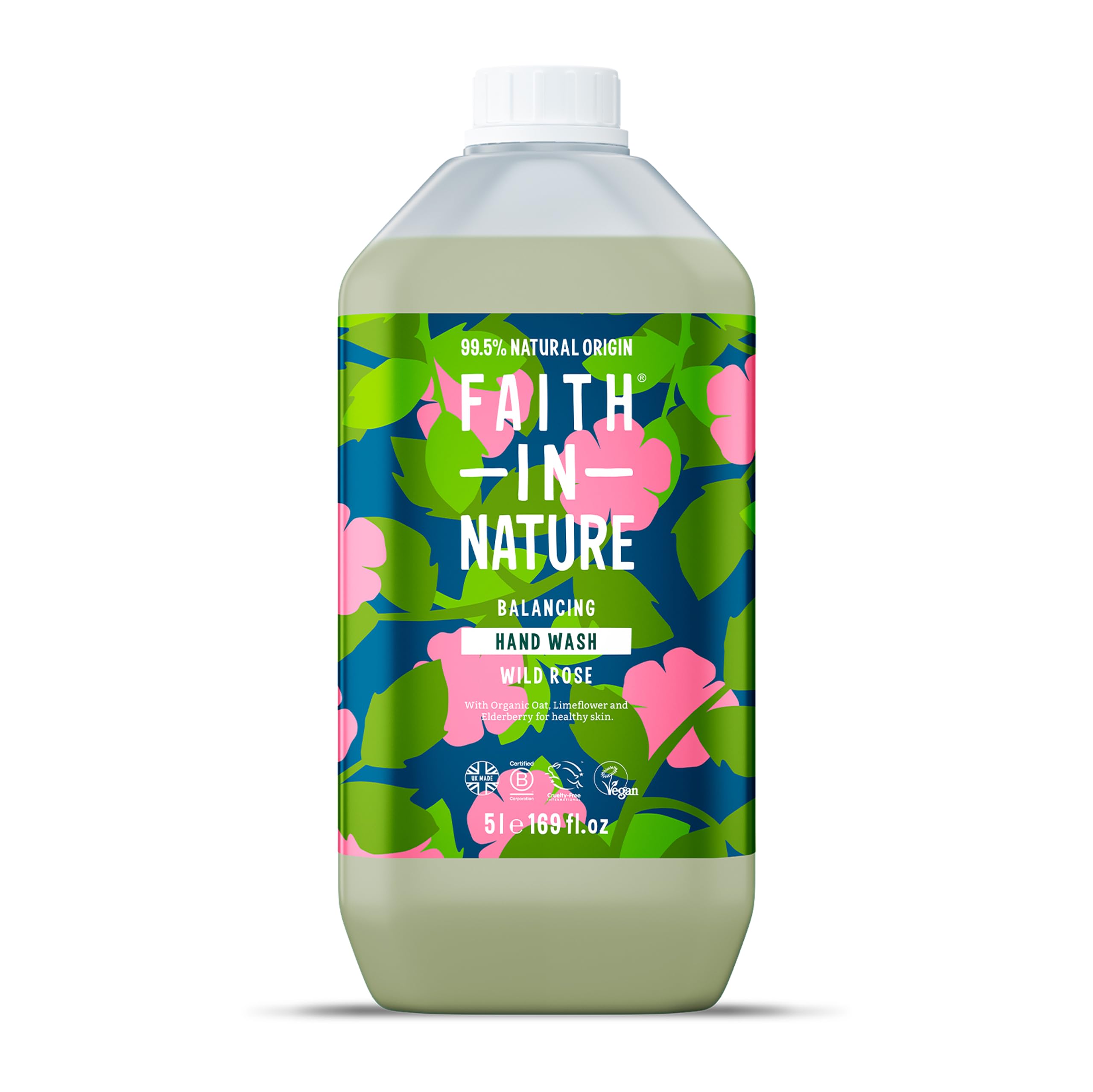 FAITH IN NATURE Natural Liquid Hand Wash - Vegan & Cruelty Free, No SLS or Parabens - 169 fl oz Refill Pack, Wild Rose
