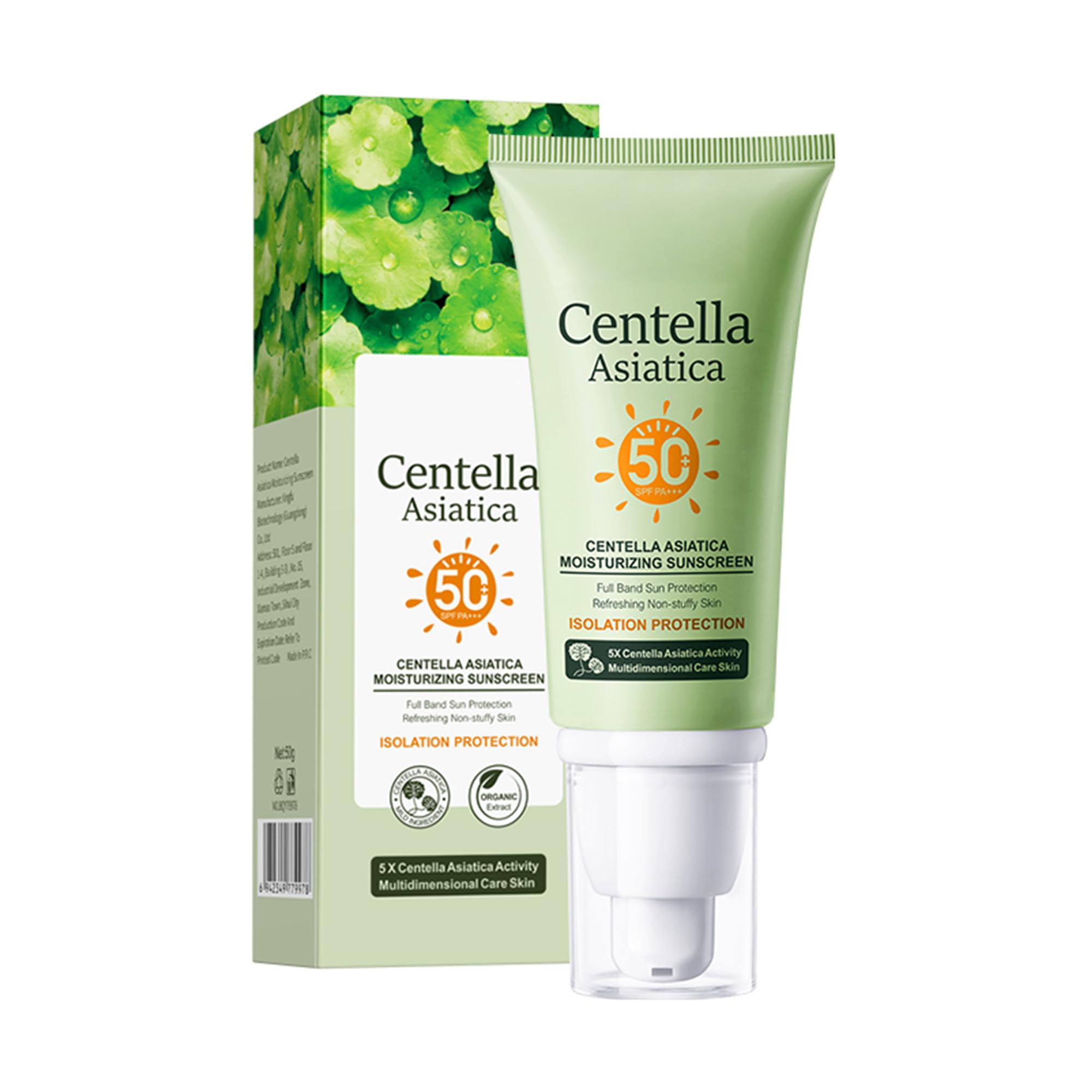 MIESCHER Centella Asiatica Moisturizing, Allweather Sunscreen SPF 50 PA+++, Lightweight Sunscreen with Centella Asiatica, Hydra