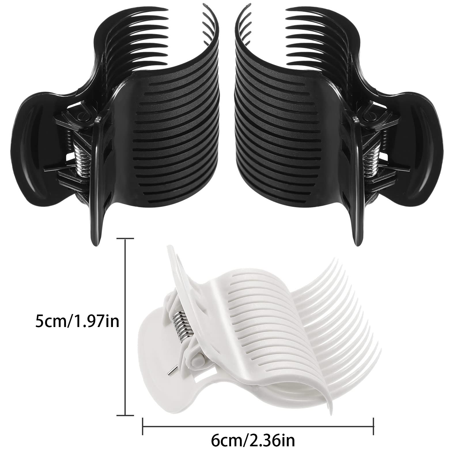 Syhood Hair Roller Clips - 12 Pieces Claw Clips for Hair Styling, Small, Plastic, White/Black, Model Syhood-Hair Roller Clips-01