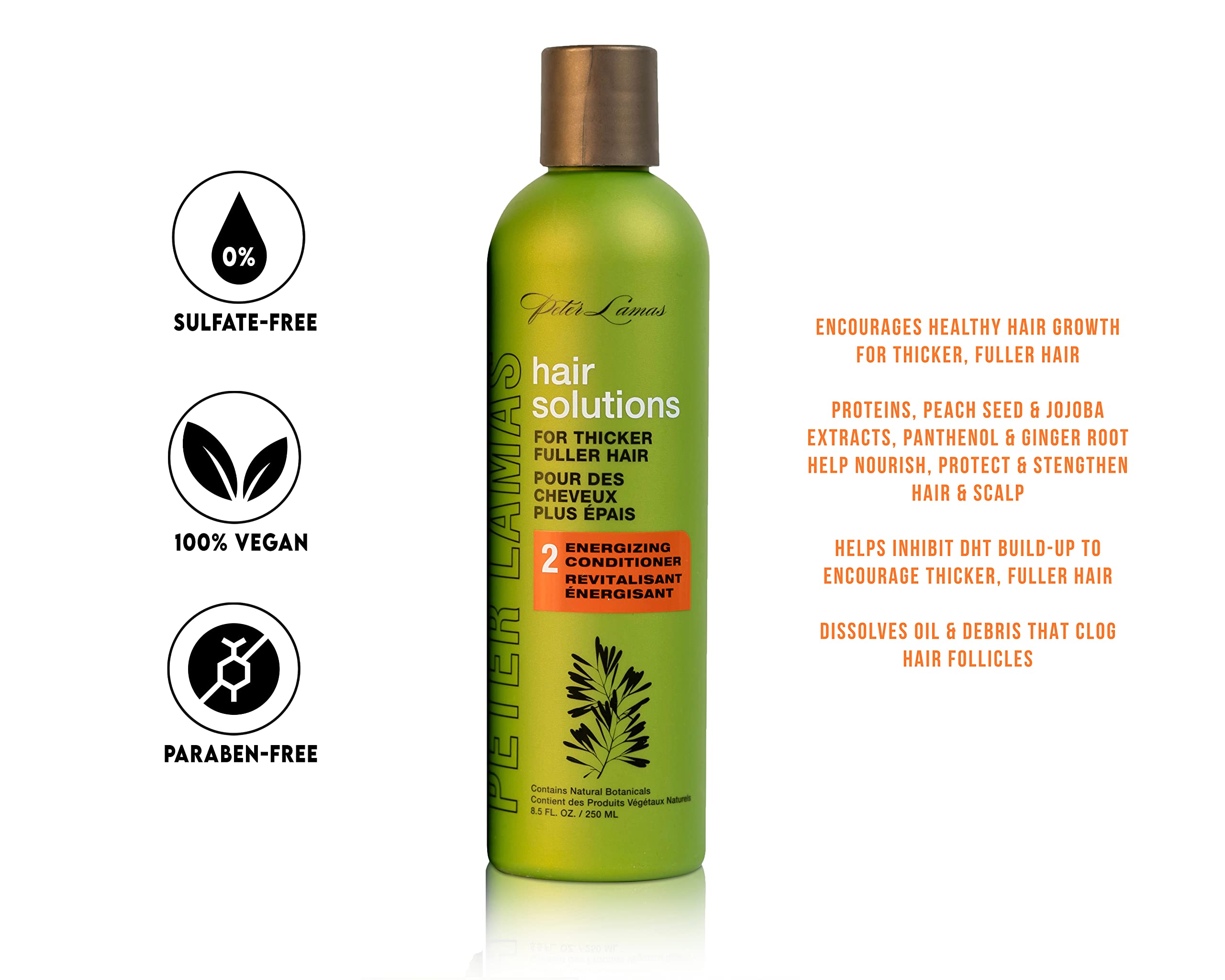 Peter Lamas Hair Solutions Scalp Energizing Hair Growth Conditioner - Biotin, Vitamin B, Trichogen, Baicapil, Aloe & Botanicals