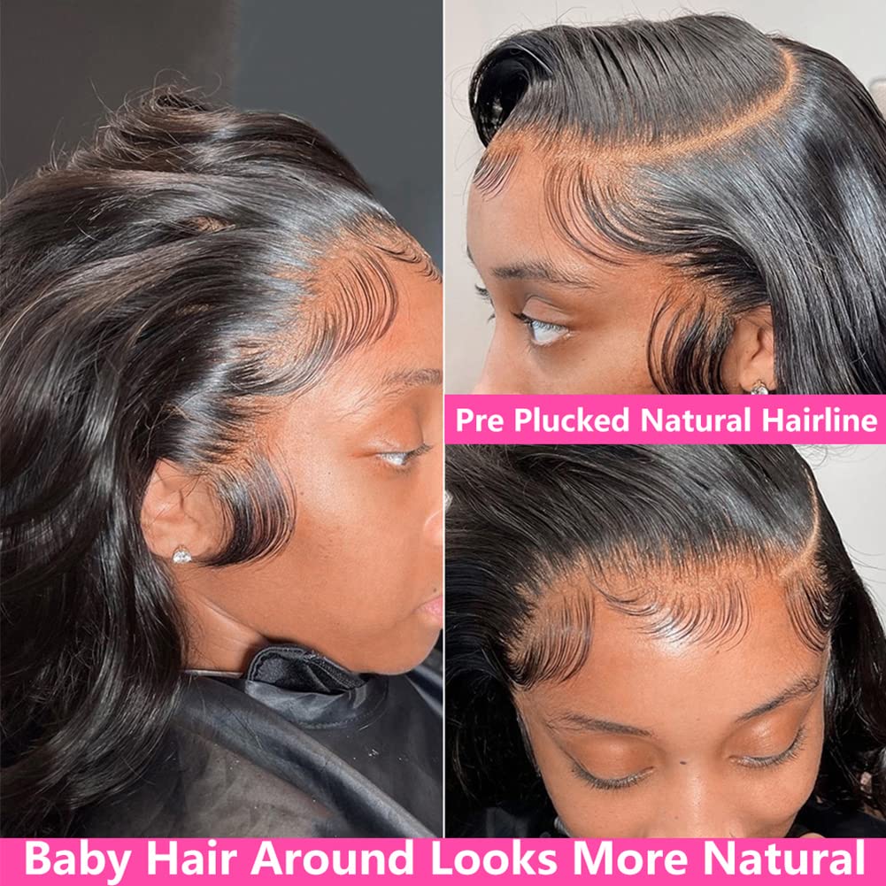 Yamikk 24 Inch 13X5 Hd Lace Front Wigs Human Hair Pre Plucked 180% Density Body Wave Lace Frontal Wigs Brazilian Human Hair Lace