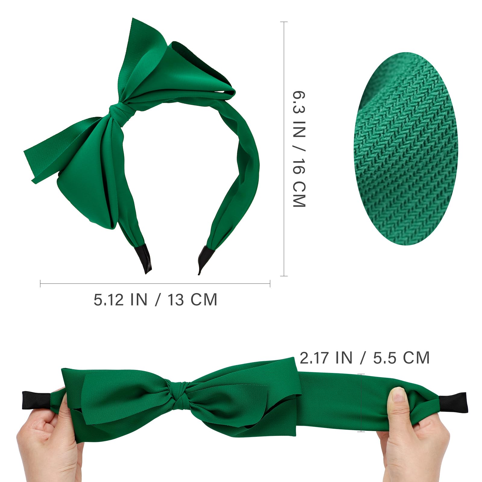 Wantgor Bow Headbands For Women, Big Bowknot Hair Hoop Women Knotted Wide Turban Headbands Hair Band Bows Hair Accessories (Gree