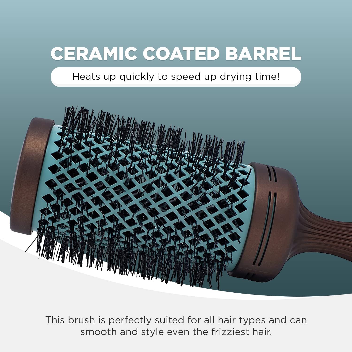 Spornette Ion Fusion 3 inch Round Brush With Thermal Ceramic Barrel And Ion-charged Anti Static Nylon Bristles For Blow Drying,