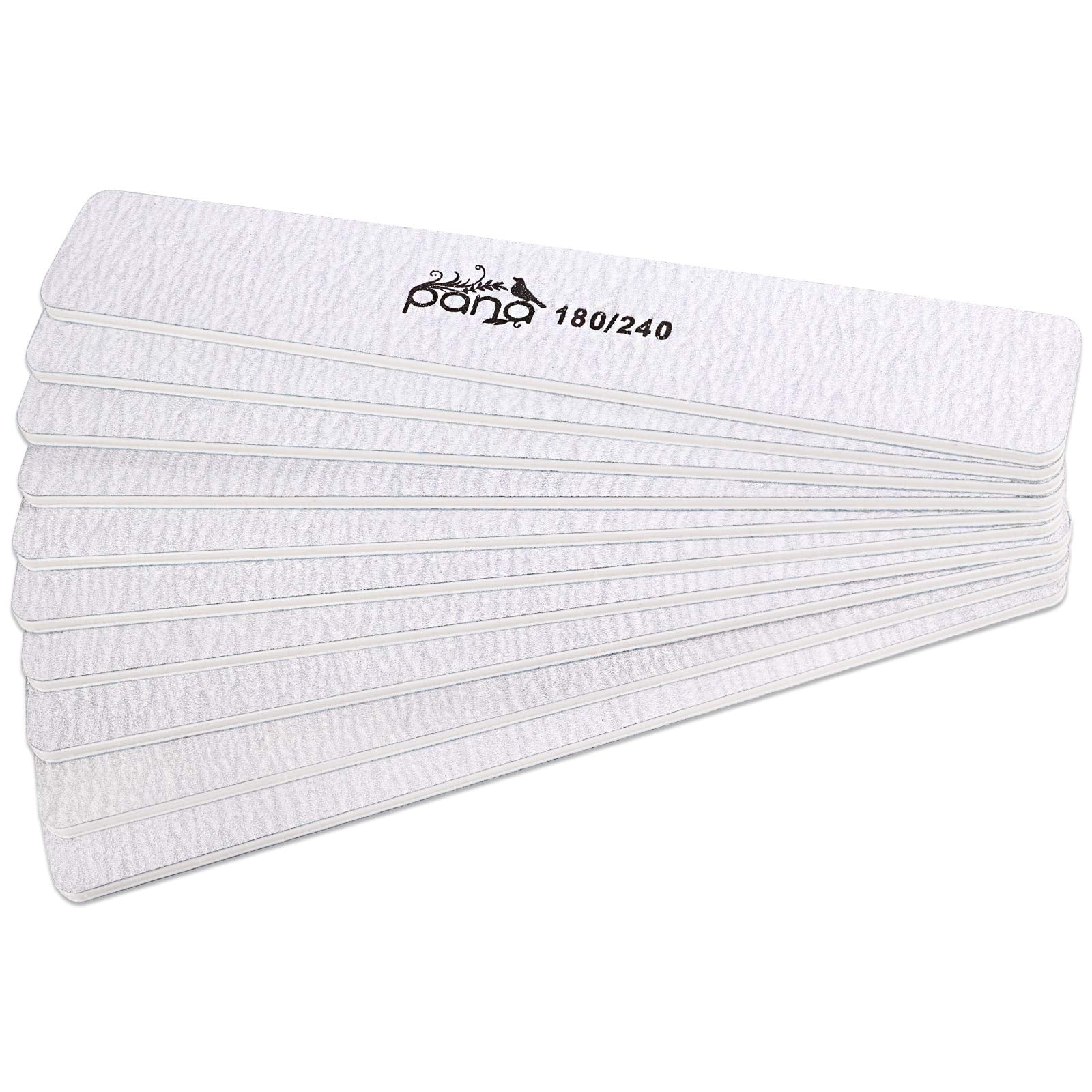 10Pcs - Pana Jumbo Double-Sided Emery Nail File For Manicure, Pedicure, Natural, And Acrylic Nails - Zebra (Grit 180/240)