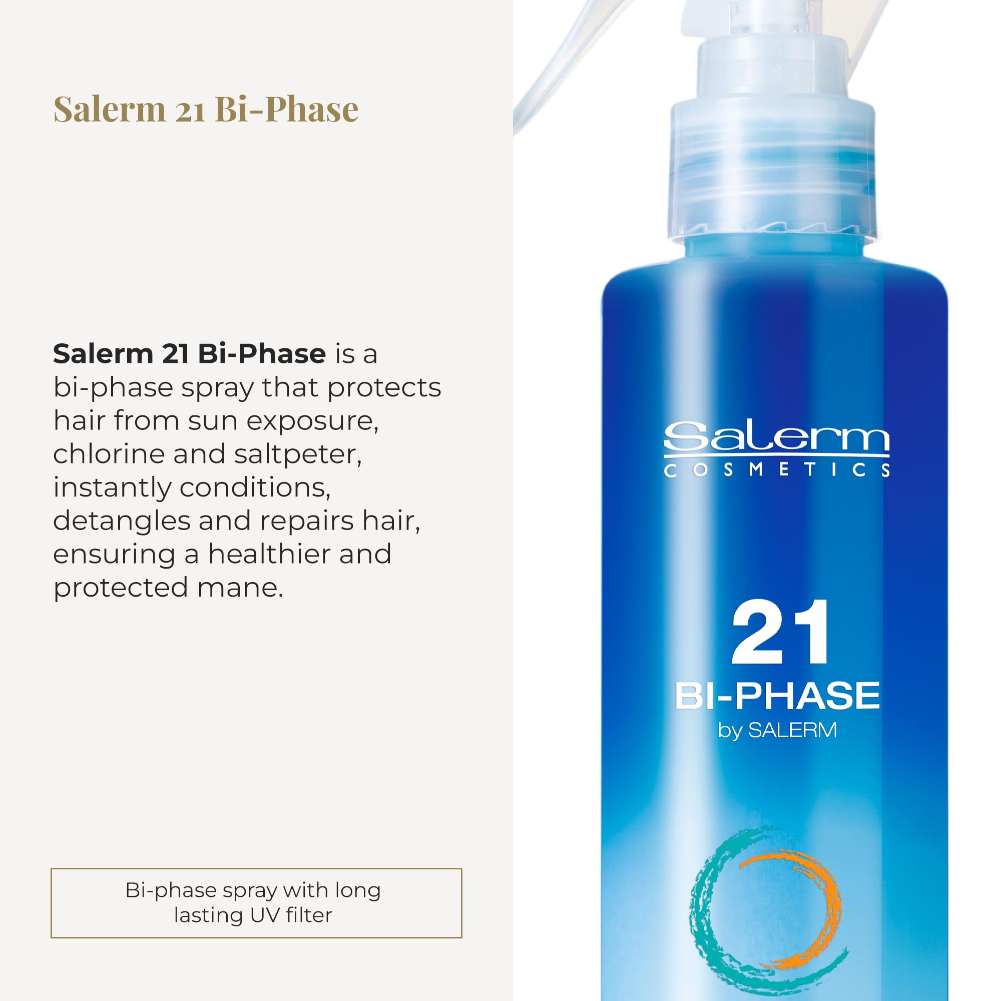 SALERM - Biphase Conditioner 21 Biphase - 190 ml - Leave-In Conditioner - Protects Hair Against Sun, Chlorine, and Salt - Detang