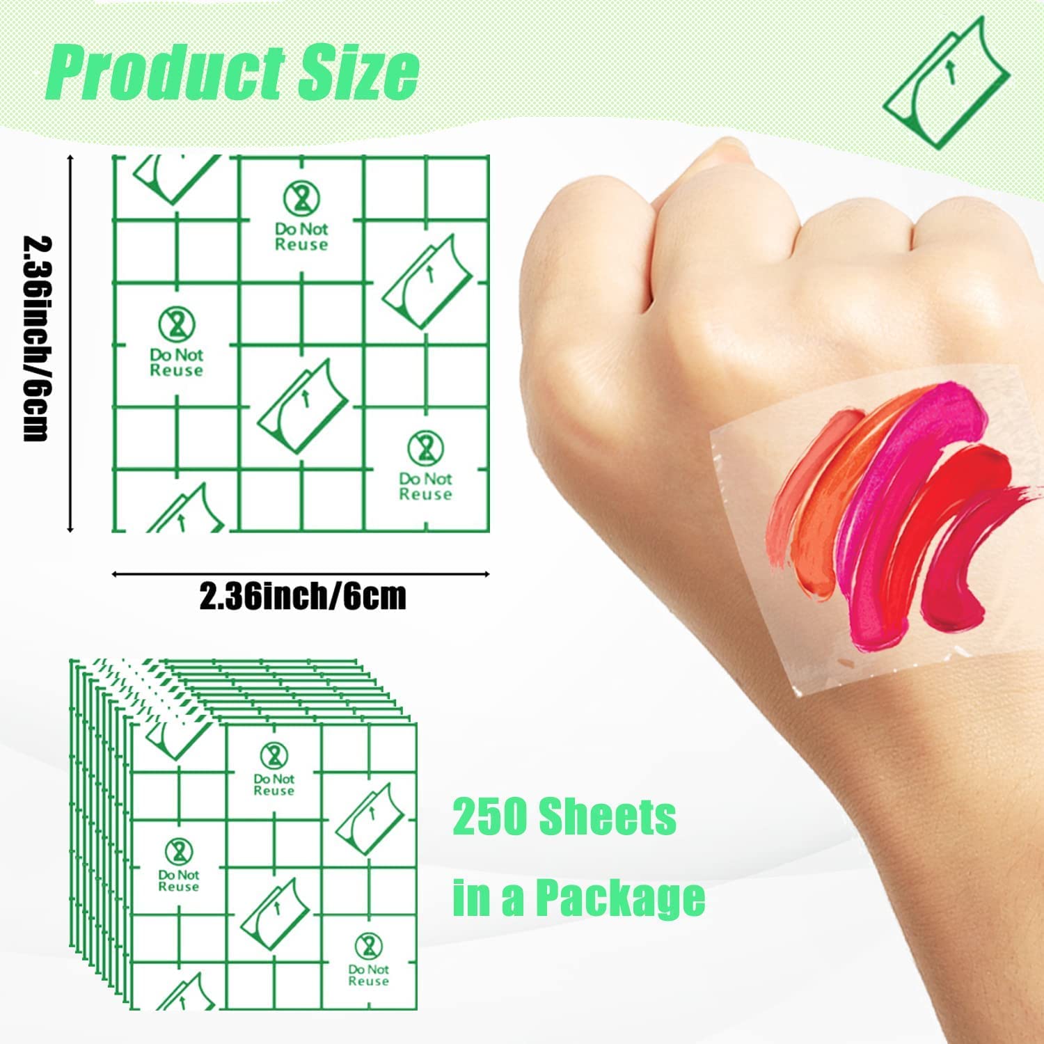 250 Pieces Makeup Hand Palette, Disposable Adhesive Transparent Palettes For Makeup And Waterproof, Artist Cosmetic Makeup Palet