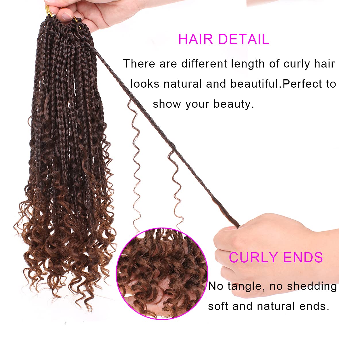 Unionbeauty 8Packs 14Inch Boho Box Braids Crochet Hair Pre-Looped Messy Goddess Box Braids Hair Bob Bohemian Hippie Braids Hair