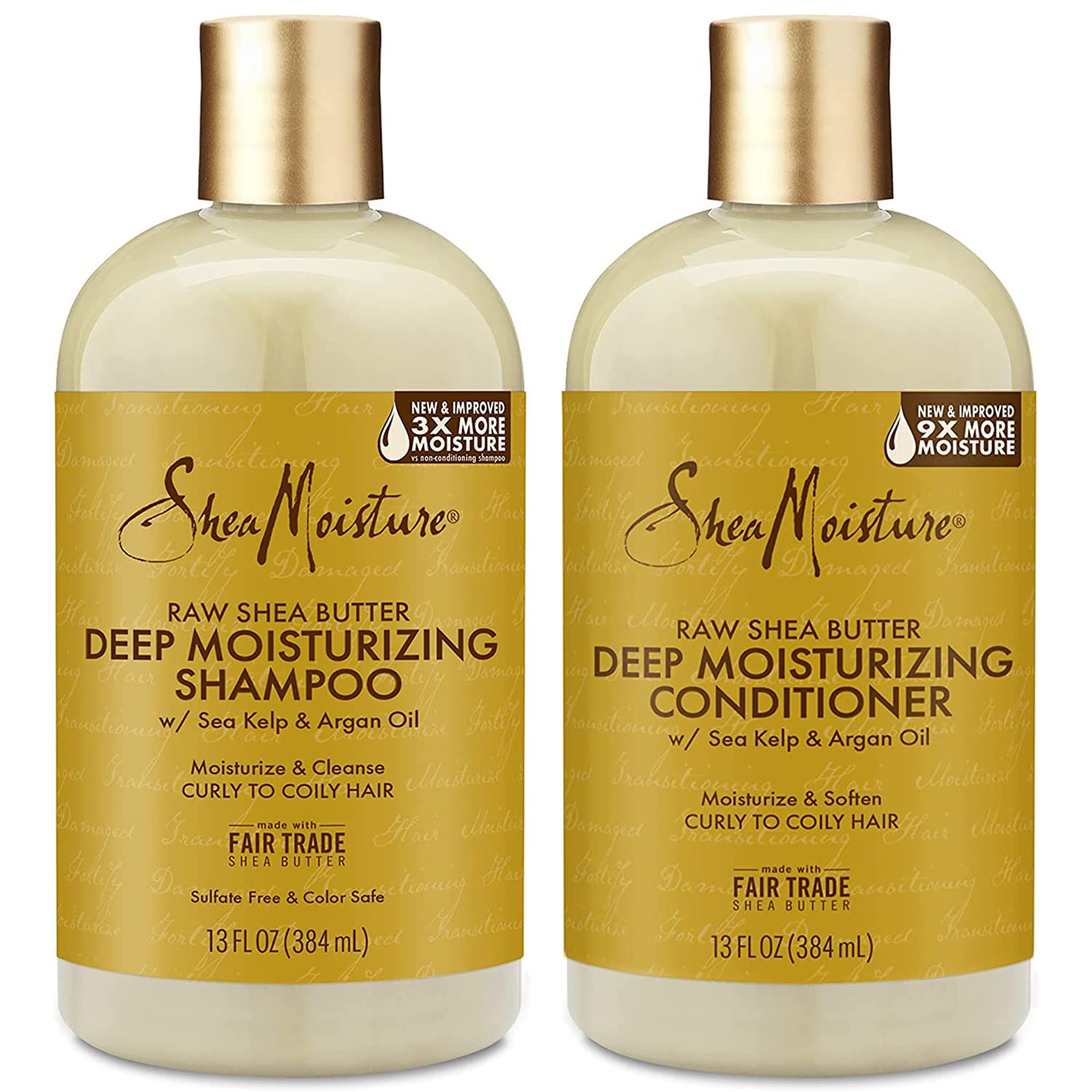 Shea Moisture Raw Shea Butter Shampoo and Conditioner Set, Deep Moisturizing with Sea Kelp & Argan Oil, Sulfate Free & Silicone 