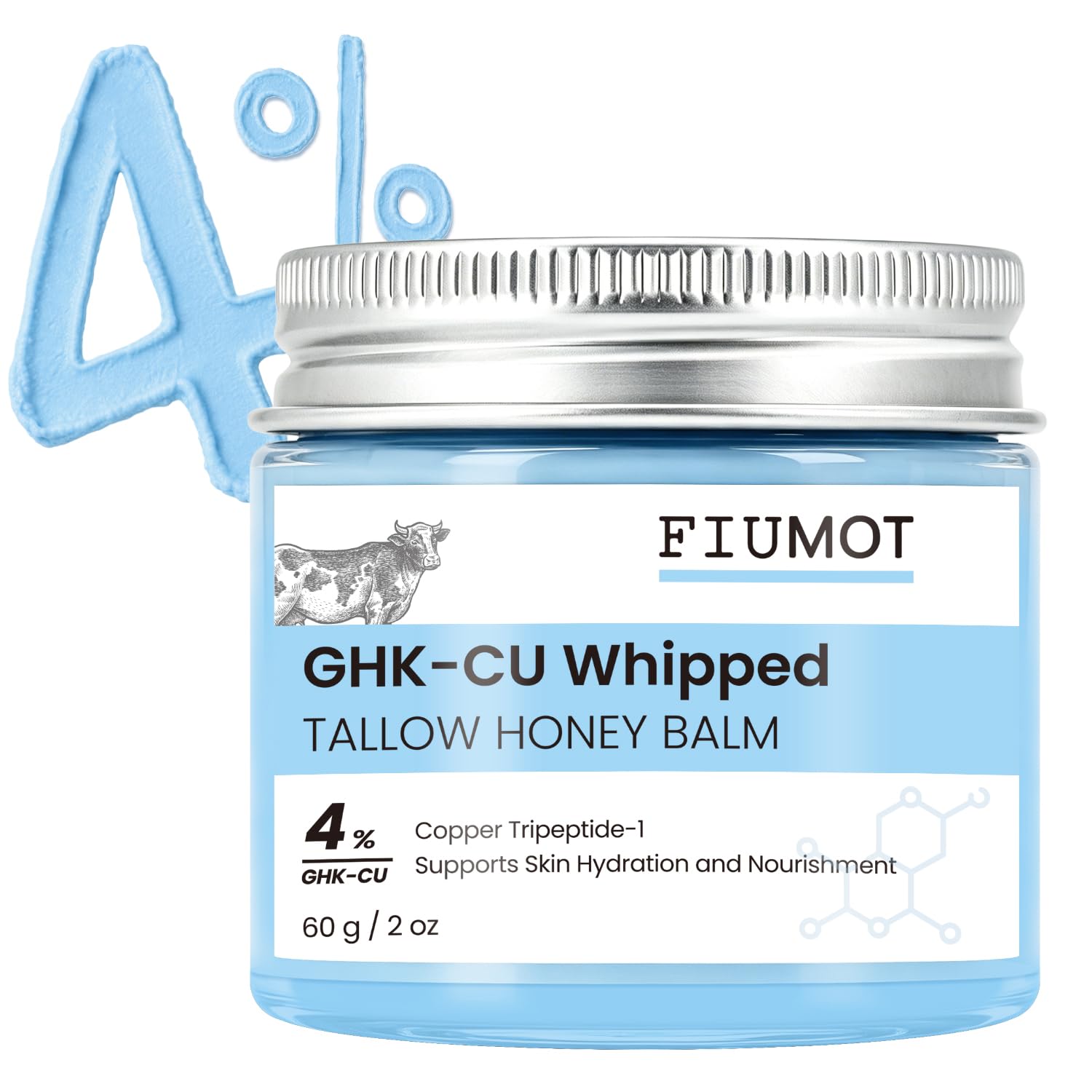 GHKCu Peptide Cream  4% Copper Peptide Tallow Honey Balm for Face 2 oz