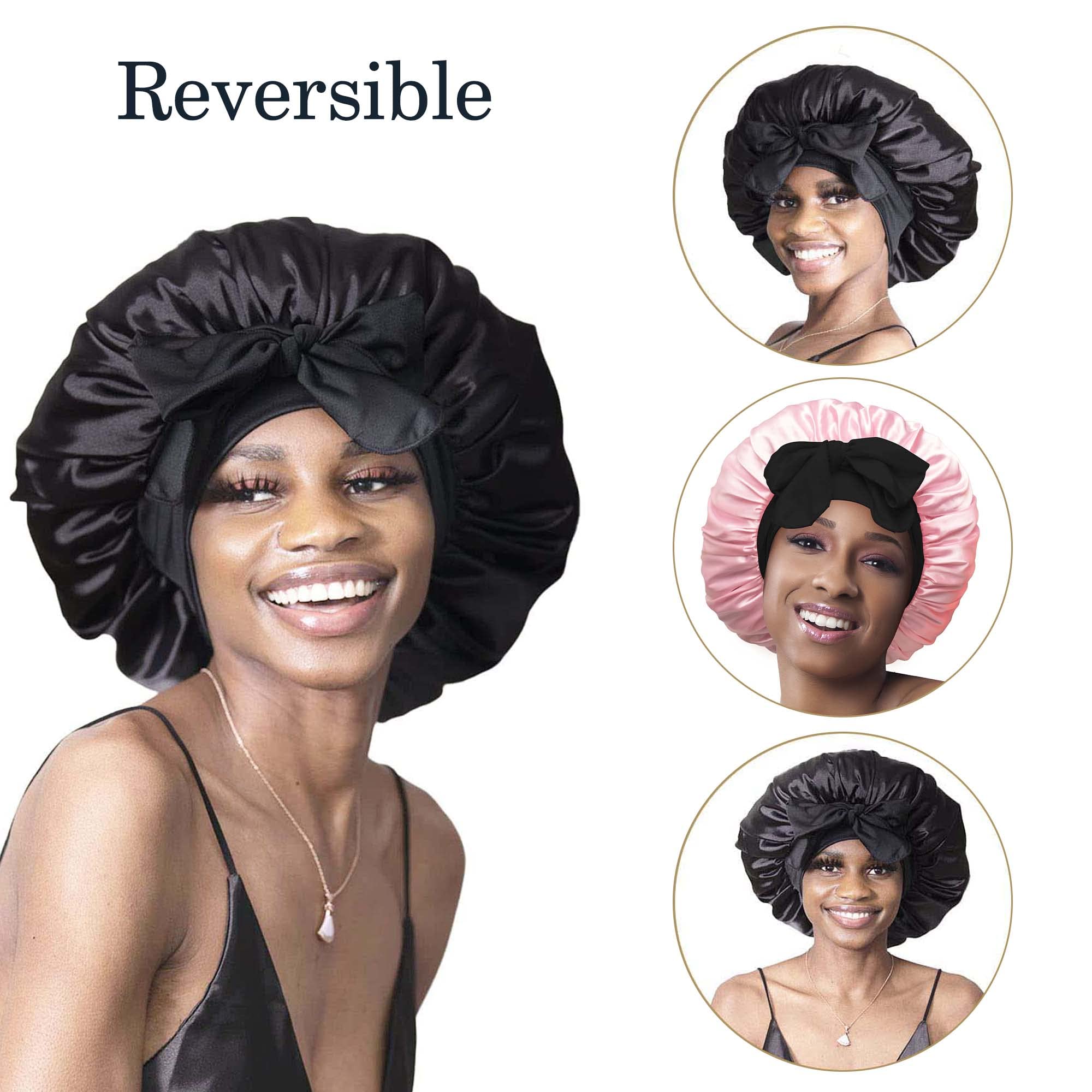 BONNET QUEEN Reversible Silk Bonnet for Sleeping Women Double Layer Satin Lined Bonnet Hair Bonnet for curly hair Night Sleep Ca