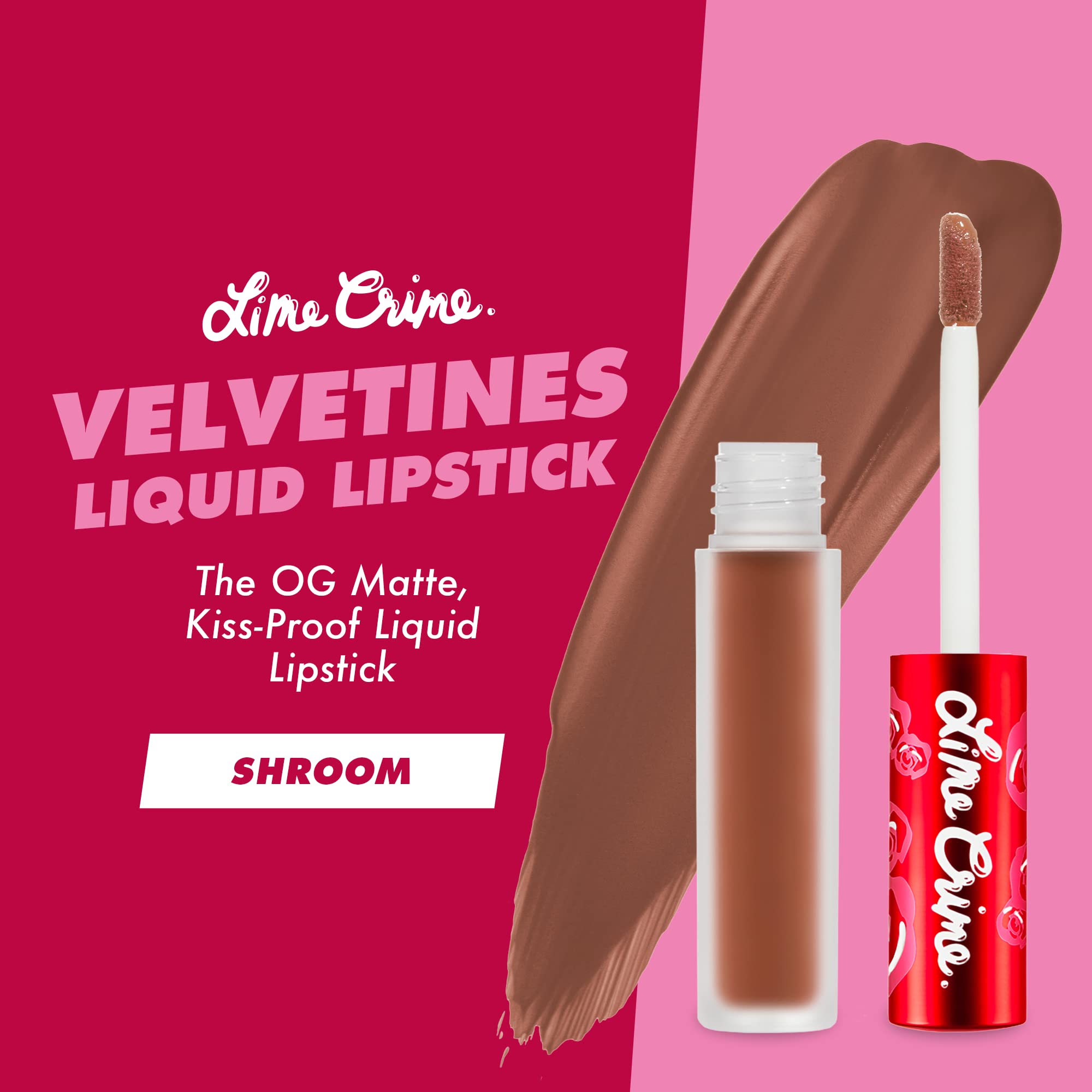 Lime Crime Velvetines Liquid Matte Lipstick, Shroom (90S Brown) - Bold, Long Lasting Shades & Lip Lining - Stellar Color & High