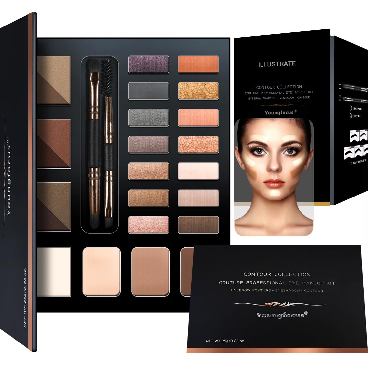 Youngfocus 14 Highly Pigmented Eyeshadows Blendable Natural Look Shimmer And Matte Eyeshadow Palette, 6 Natural Waterproof Eyebr