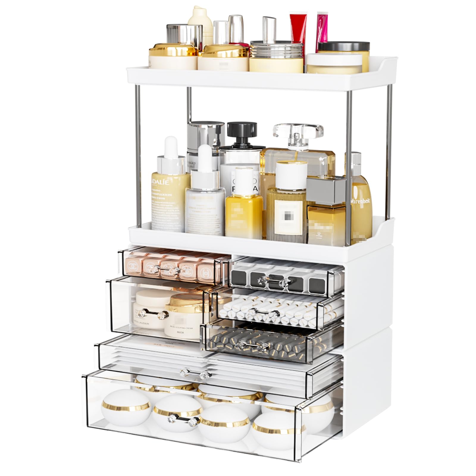 3 Pack Clear Bathroom Counter Organizers And Storage - Stackable Design,19.1'' Tall Large Capacity - Suitable As Makeup Organize