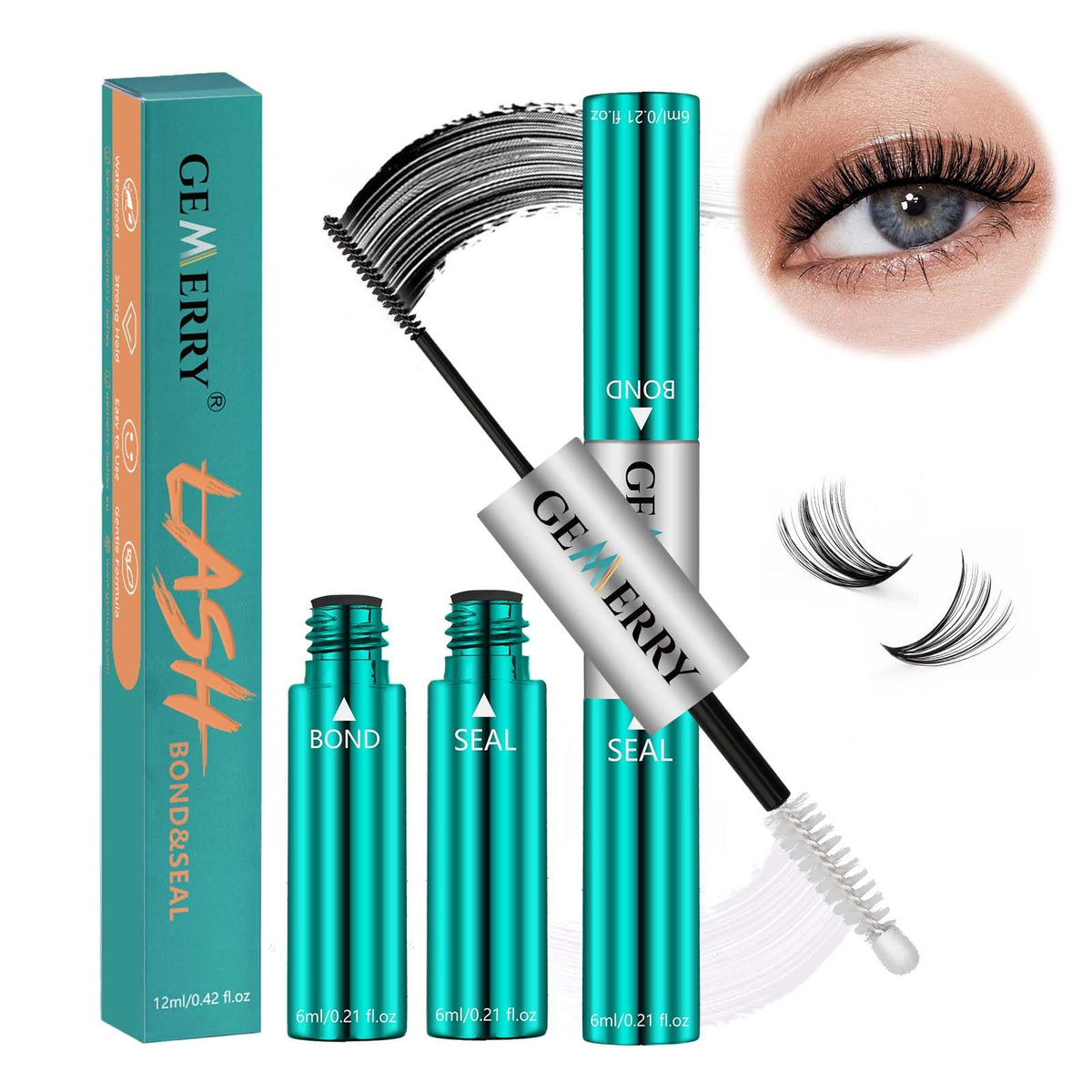 Gemerry Lash Bond And Seal Waterproof 12Ml Lash Cluster Glue For Eyelash Clusters Bond And Seal Long Lasting For 72-96 Hours Las