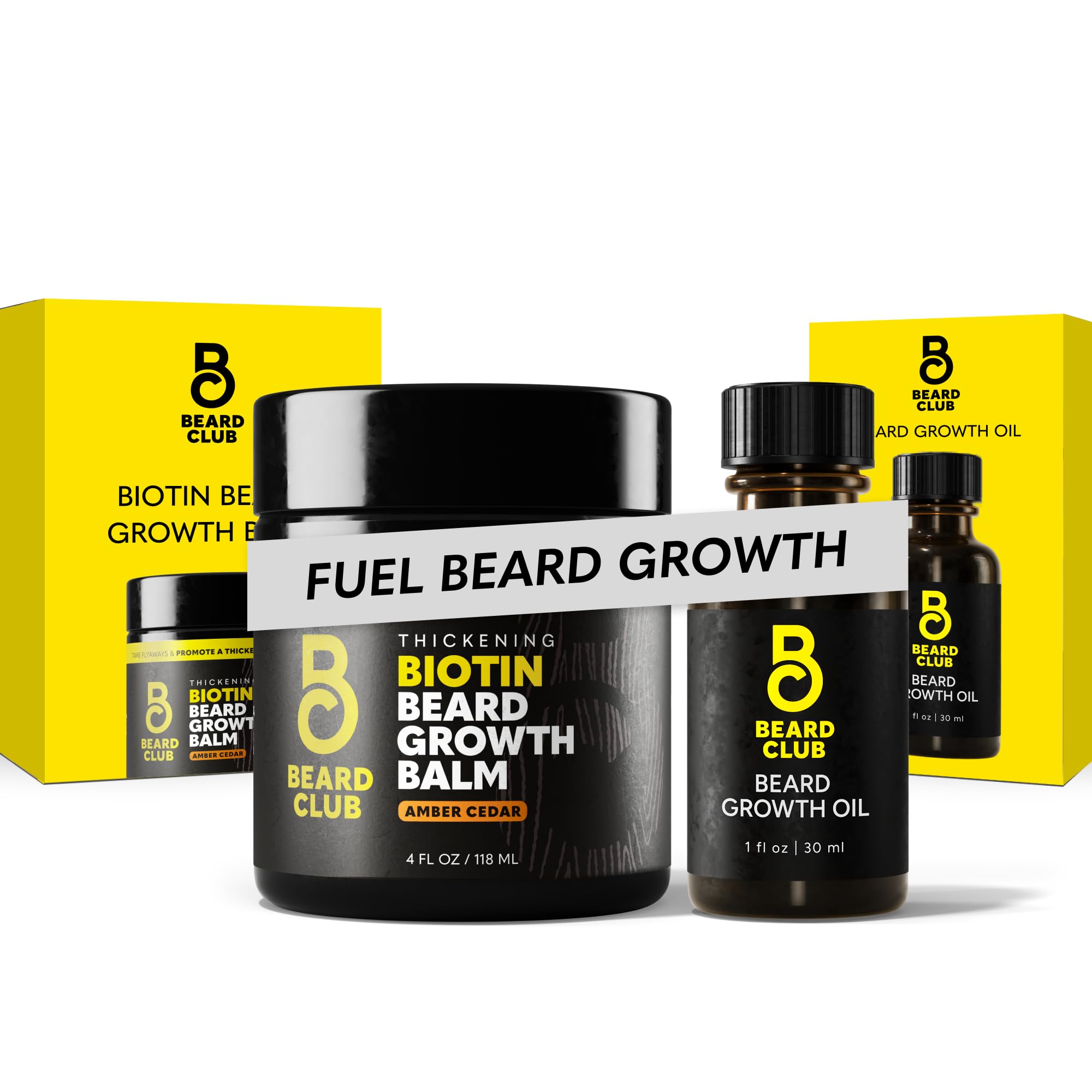 The Beard Club Beard Growth Oil and Biotin Balm Bundle  Mens Grooming Kit with Castor, Cedar and Avocado Oil, Shea Butter  Sof