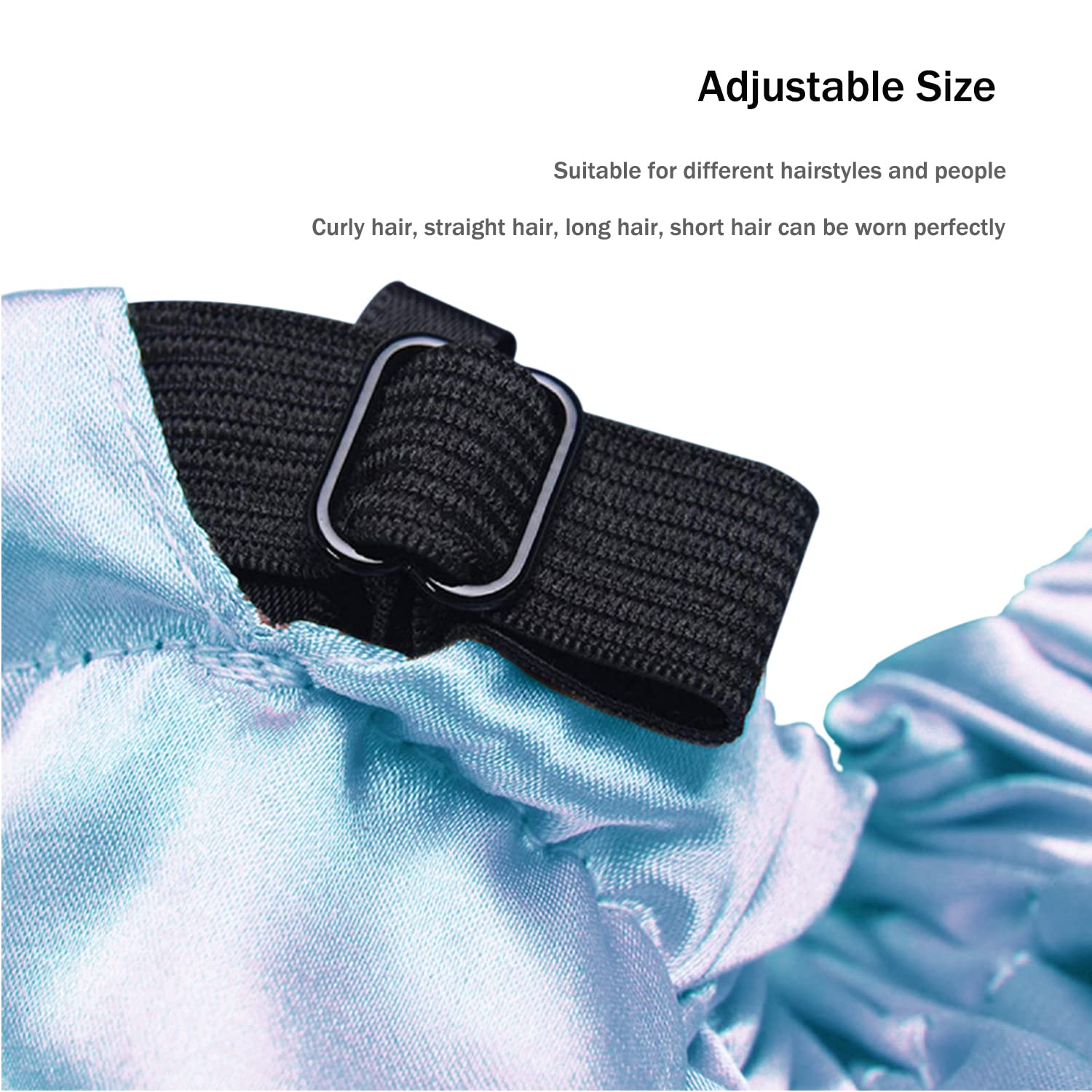 Amamba Large Lined Shower Cap,Double Layer Satin Fabric,Adjustable Size, Washable & Breathable,Waterproof,Reusable,Hair Shower C