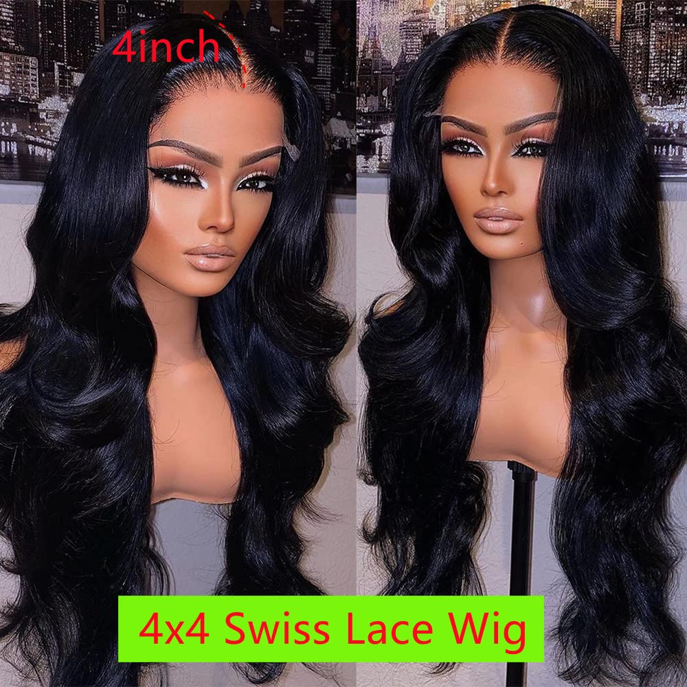 STOGEDEST Wear And Go Glueless Wig, 4x4 Closure Wigs Human Hair 18 Inch Body Wave Lace Front Wigs Human Hair, Glueless Wigs Huma