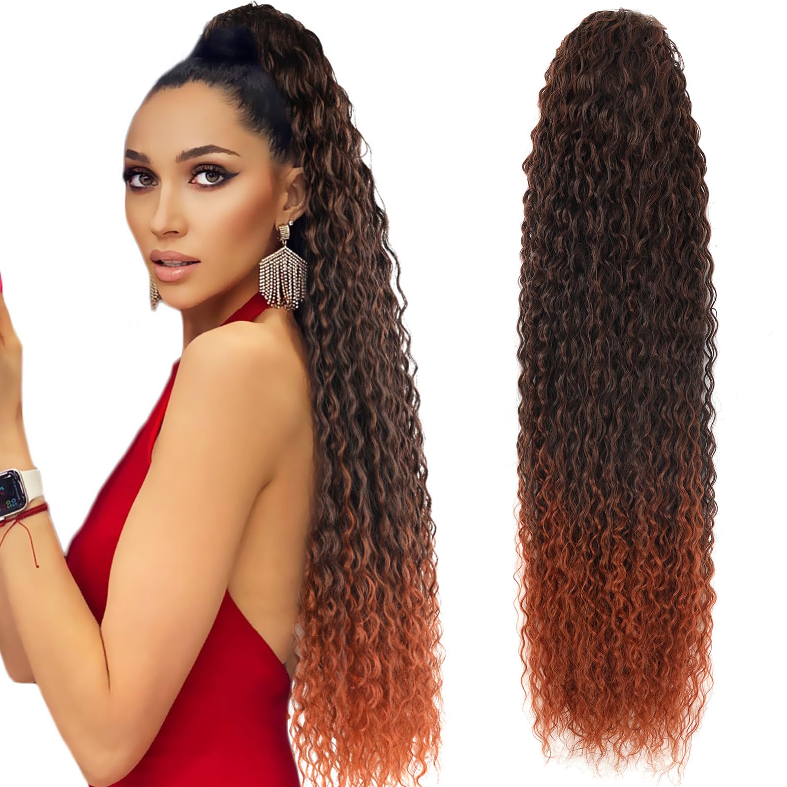 Long Curly Drawstring Ponytail Extension 30Inch Corn Wave Clip in Ponytail Extensions for black women drawstring ponytail extens