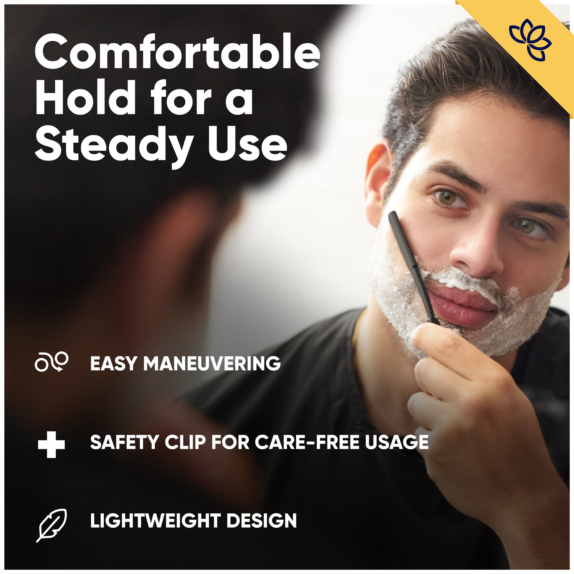 Equinox Professional Straight Edge Razor with 100 Single Derby Straight Razor Blades-Barber Straight Razor-Close Shaving Men's M