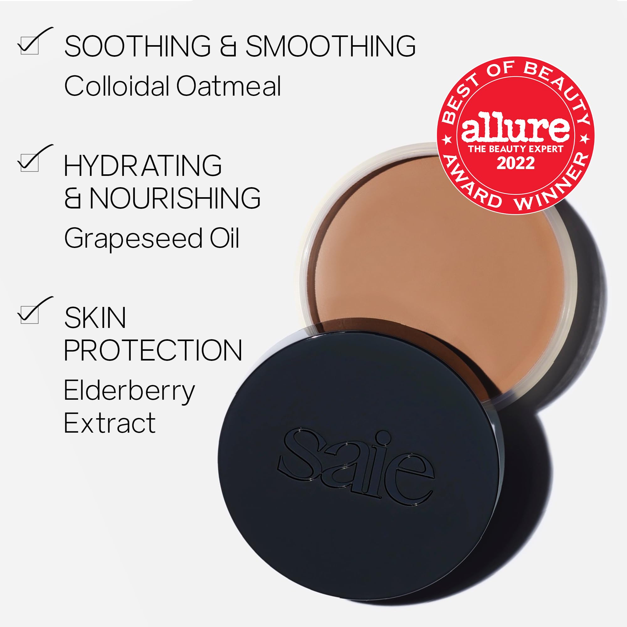 Saie Sun Melt Bronzer - Buildable Cream-Balm Bronzer For Face Sculpting - Cream Contour With Velvet Finish - Light Bronze (1 Oz)