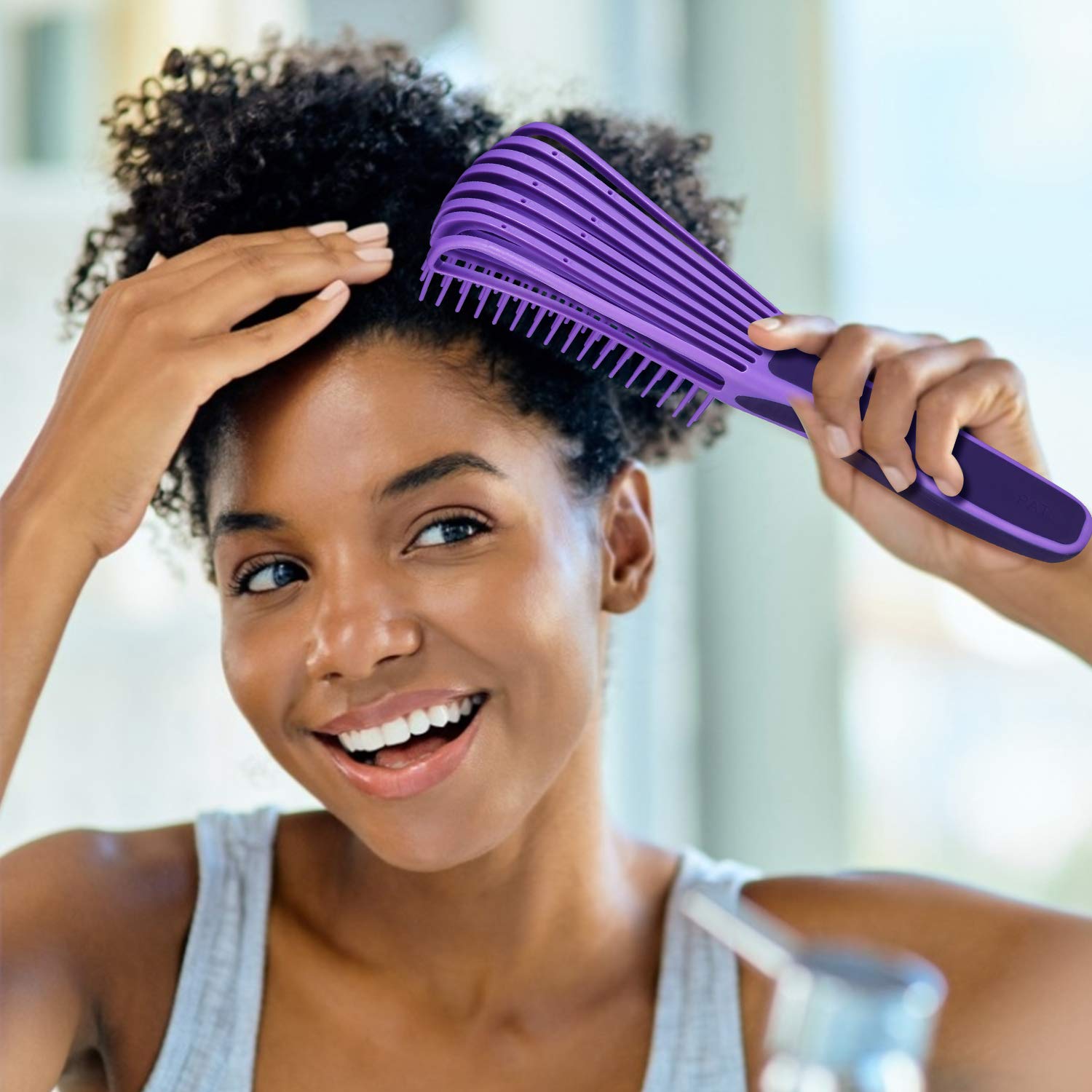 BESTOOL Detangling Brush for Natural Hair, Detangler for 3/4abc Curly, Coily, Kinky Hair, Detangle Wet/Dry Easily with No Pain (