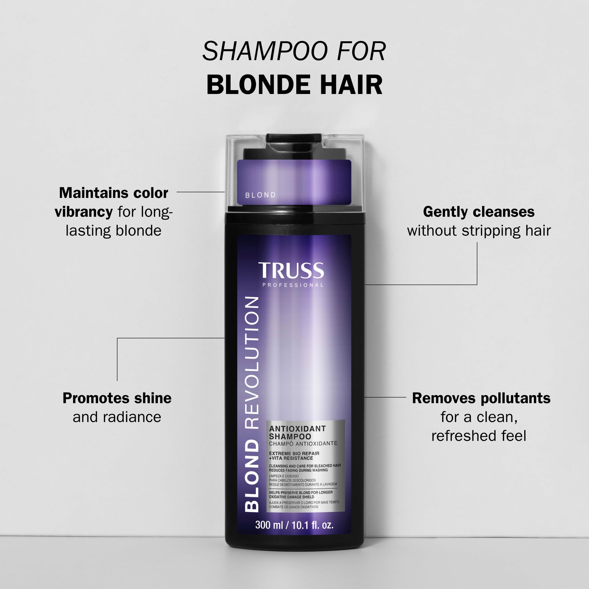 TRUSS Blond Revolution Blonde Shampoo - Gentle Cleansing Shampoo for Color Treated Hair - Preserves Luminous Blonde Coloring Whi