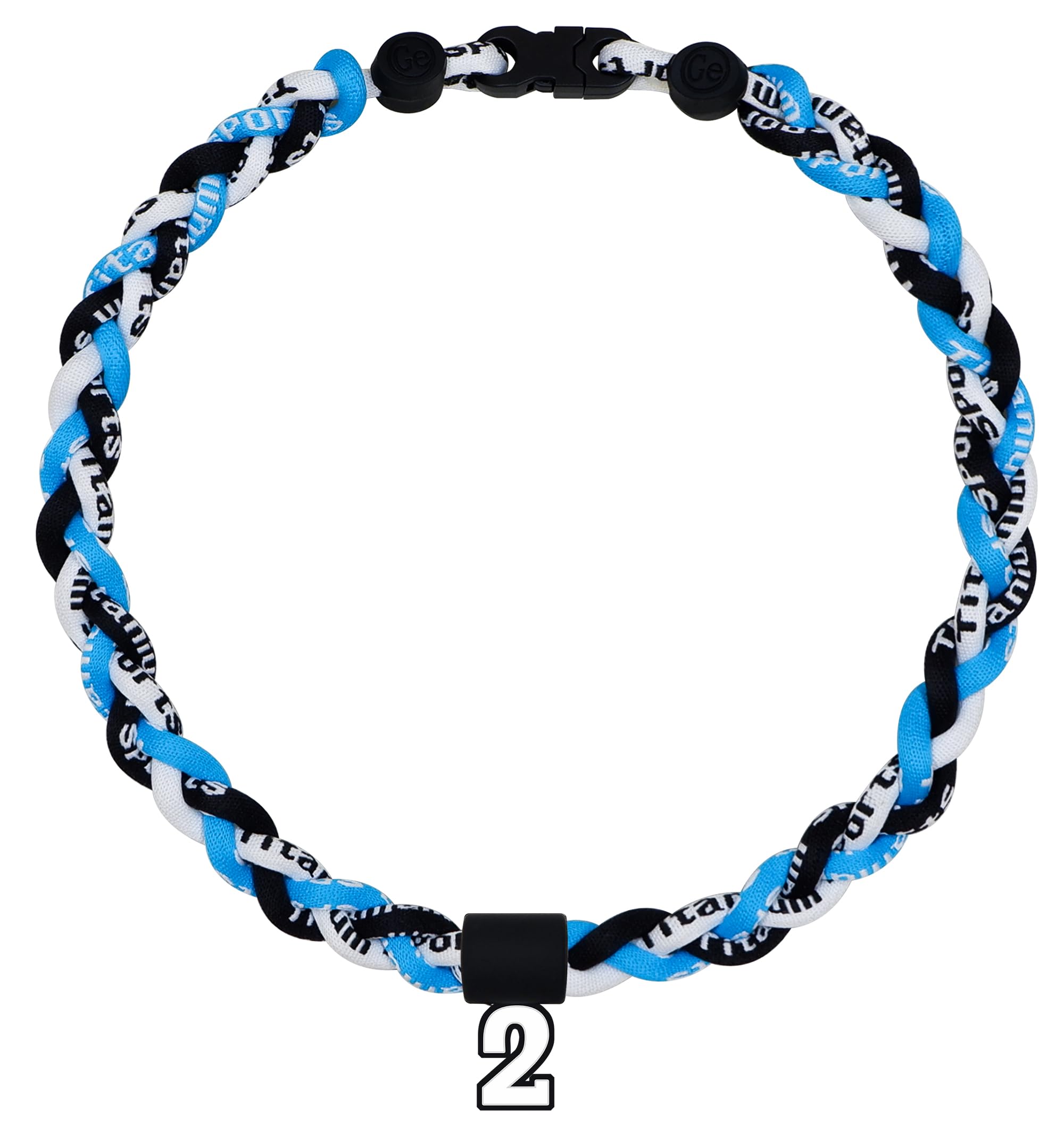 SUPBOMM Baseball Rope Necklaces, League Team Colors Braided Necklace with Number Pendant, Baseball Team Gifts, Marlins, No. 2
