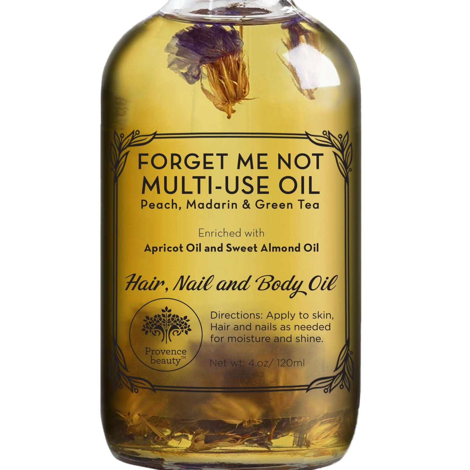 Multi-Use Oil for Face, Body and Hair - Forget Me Not - Organic Blend of Apricot, Vitamin E and Sweet Almond Oil Moisturizer for
