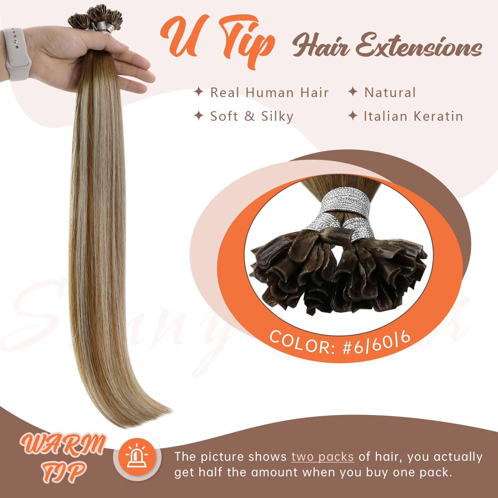 Sunny Hair U Tip Hair Extensions Human Hair Balayage Blonde U Tip Human Hair Extensions Keratin Hair Extensions Balayage Medium
