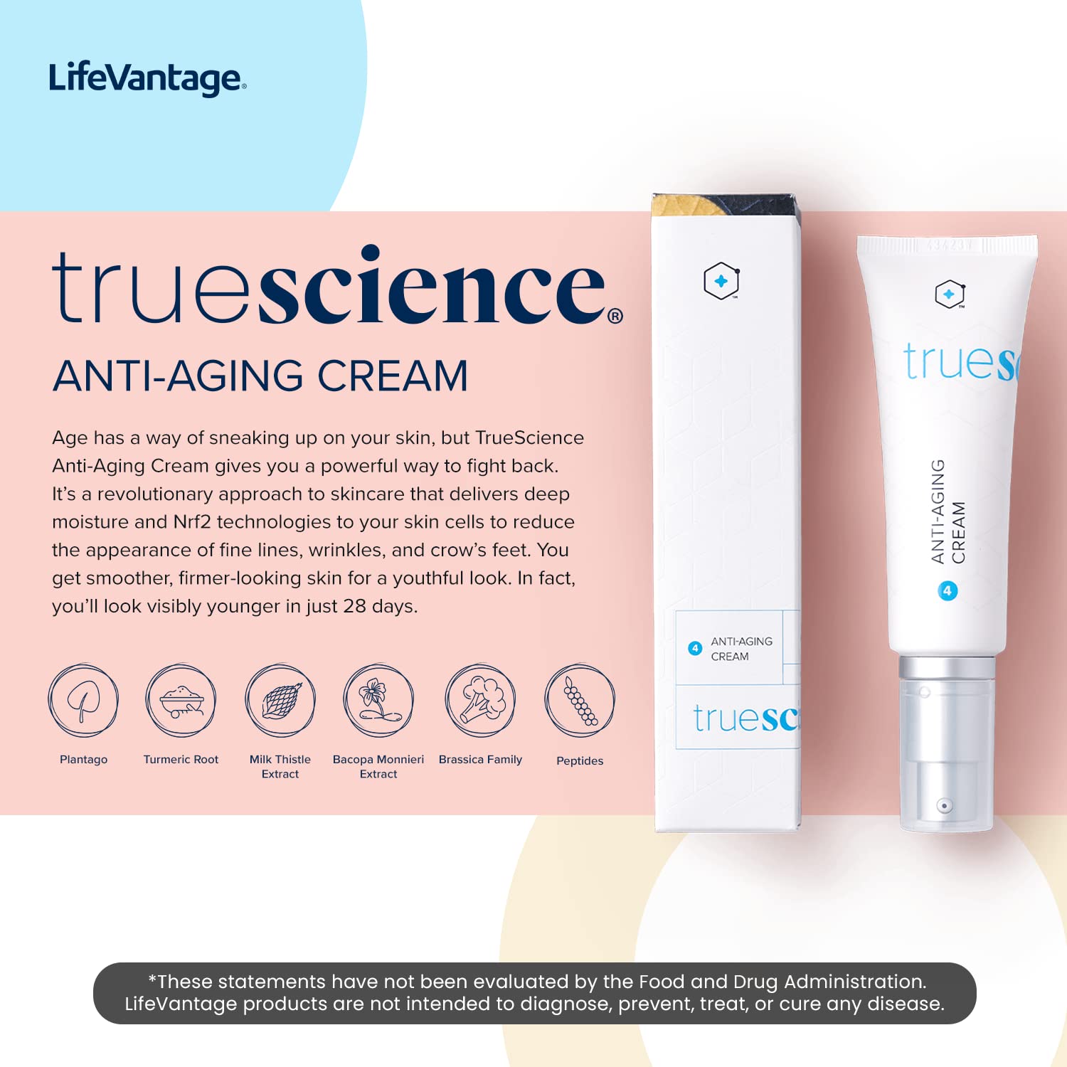 Lifevantage Face Moisturizer (50Ml) Truescience Anti Aging Cream, Deep Facial Moisturizer, And Face Cream That Helps Combat The