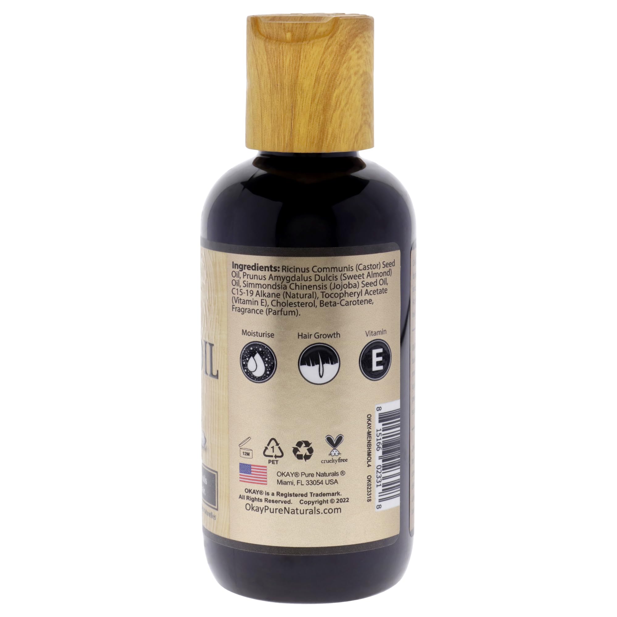OKAY-MEN Castor Oil Beard and Hair Growth Oil Light-weight 4oz