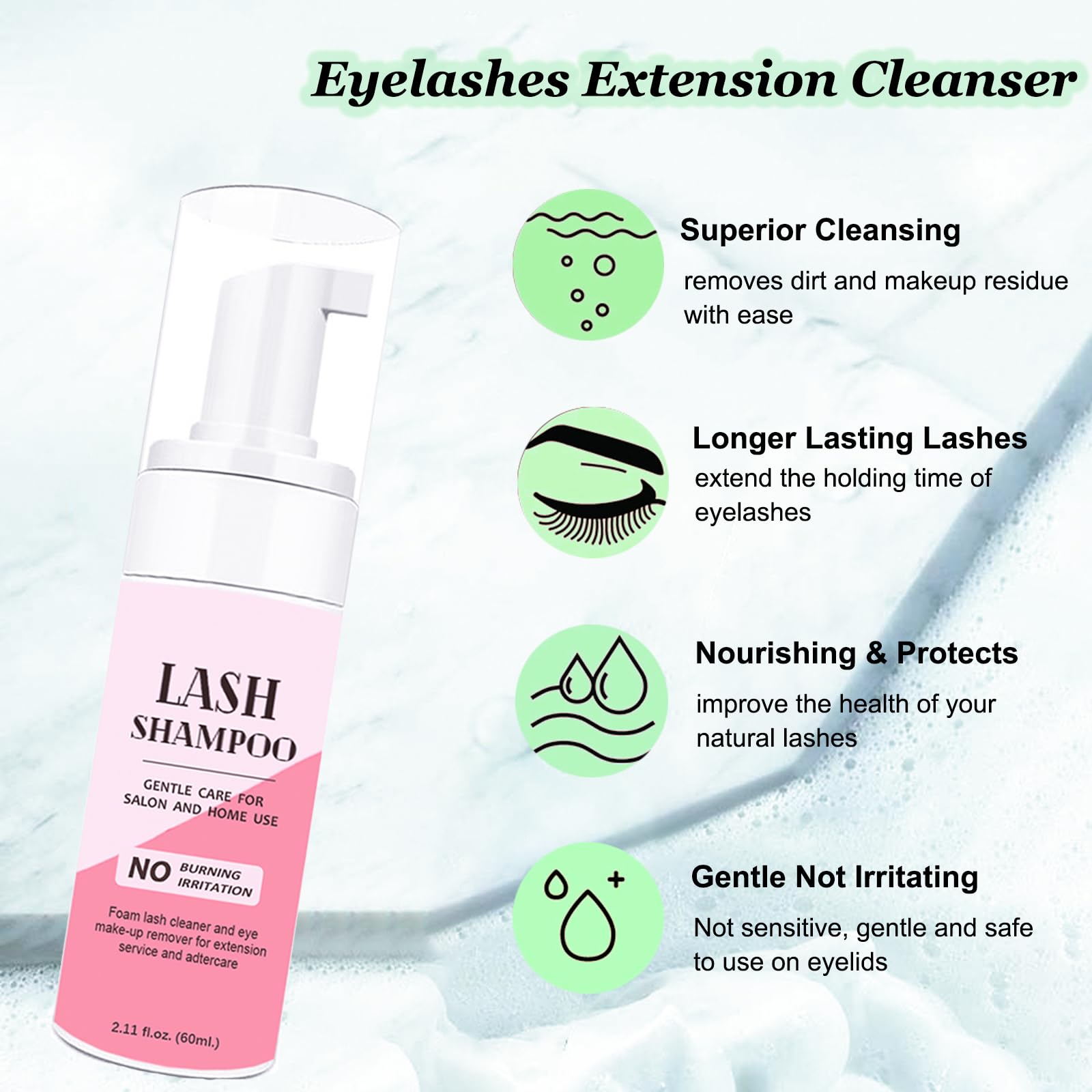 Aremod Lash Shampoo For Eyelash Extension, Lash Cleanser With Usb Lash Fan,60Ml Lash Mousse,Mascara Brush,Nose Blackhead Facial