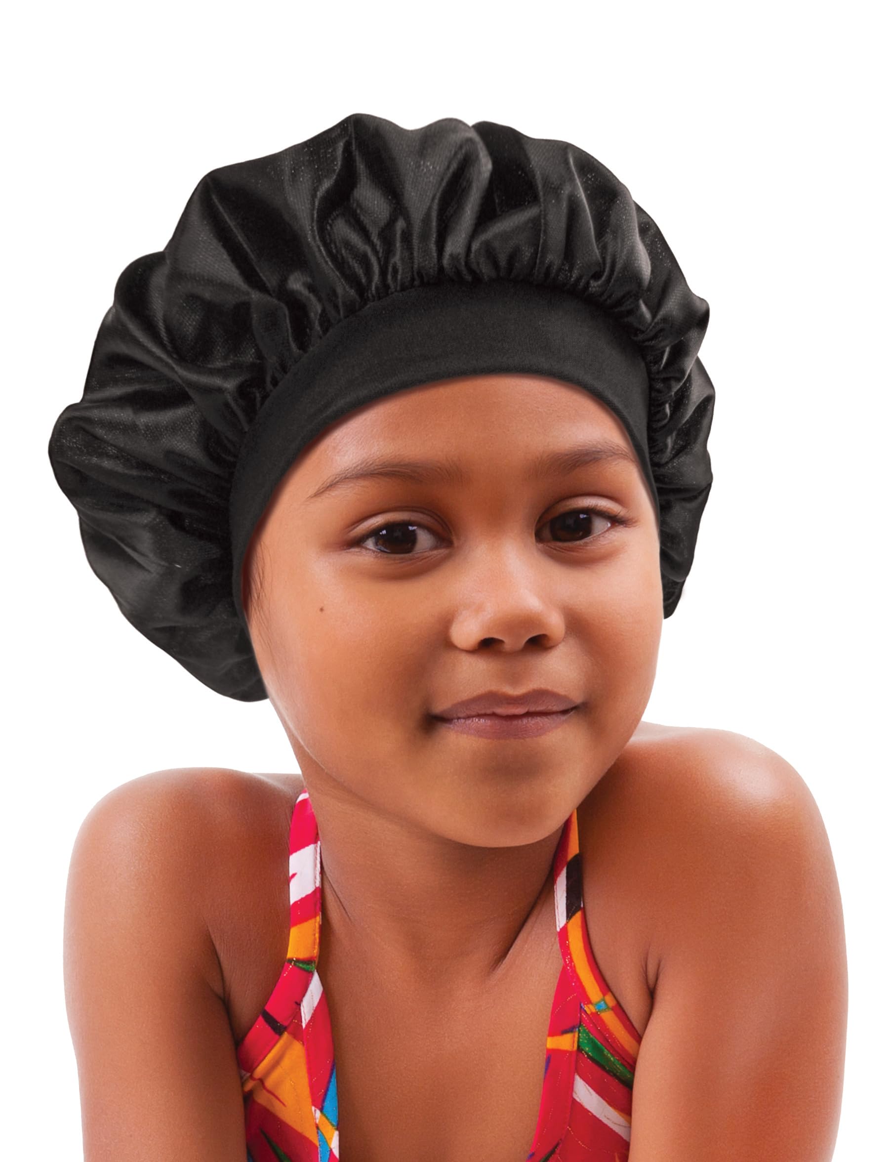 Donna Kids Comfort Band Bonnet For Sleeping Cap Soft Silk Night Hats For Natural Hair Teens Toddler Child Baby Double Showering
