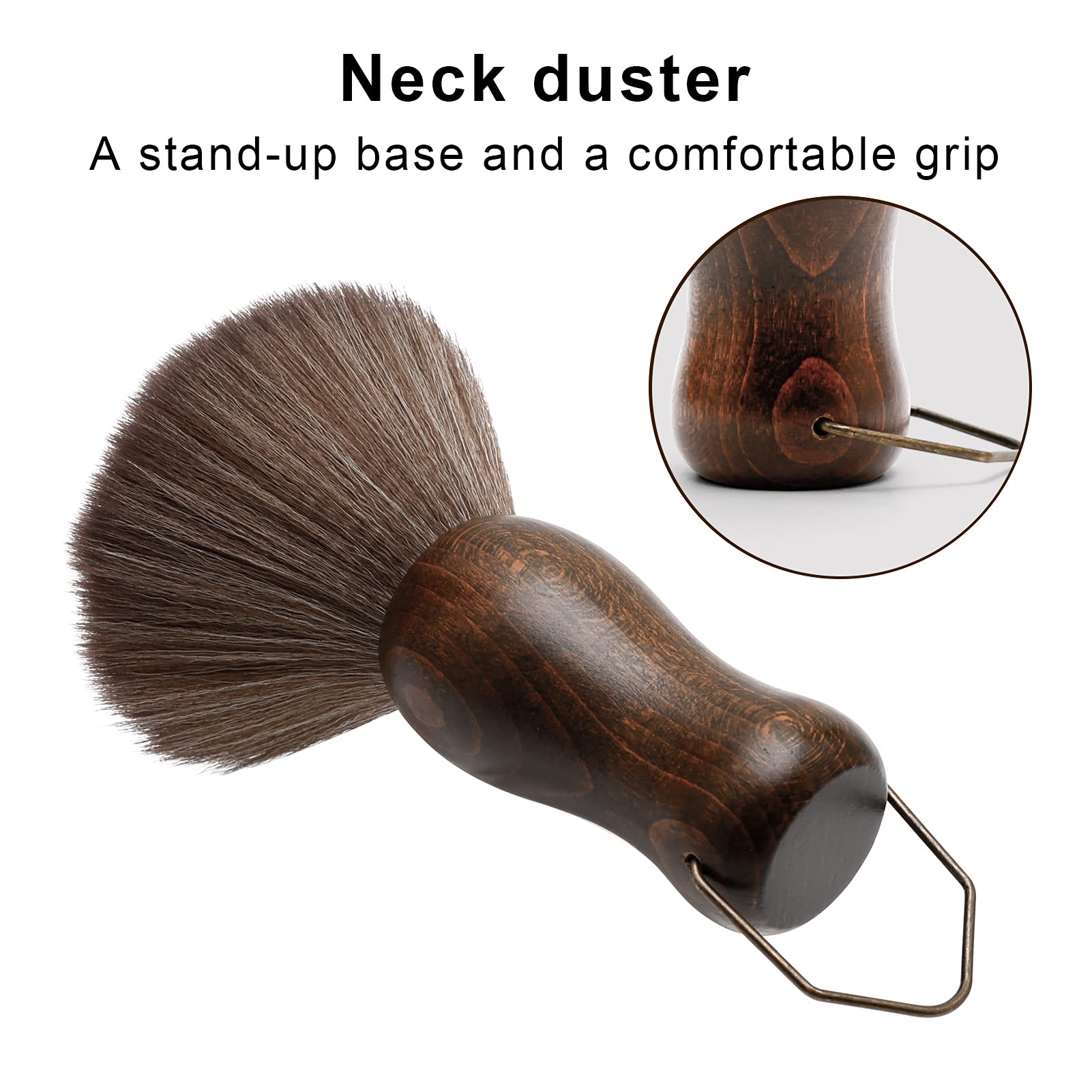 Cgbarber Barber Neck Duster Brush Wood Handle With Hook For Hair Cutting (Neck Brush+Black Brush)For All Hair Type.