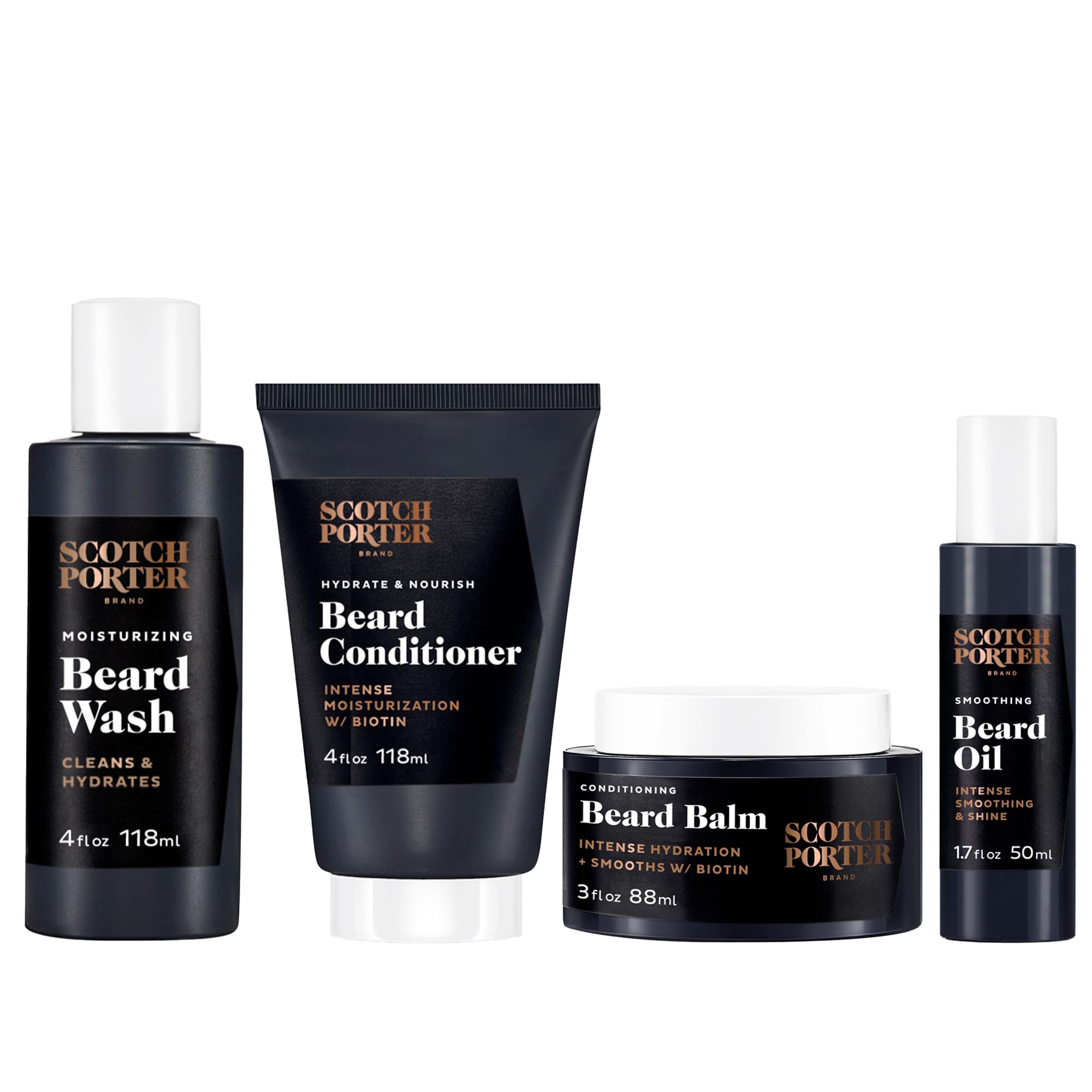 Scotch Porter Beard Kit  Cleanse, Moisturize, Soothe & Style Coarse, Dry Beard Hair while Encouraging Growth for a Fuller/Healt