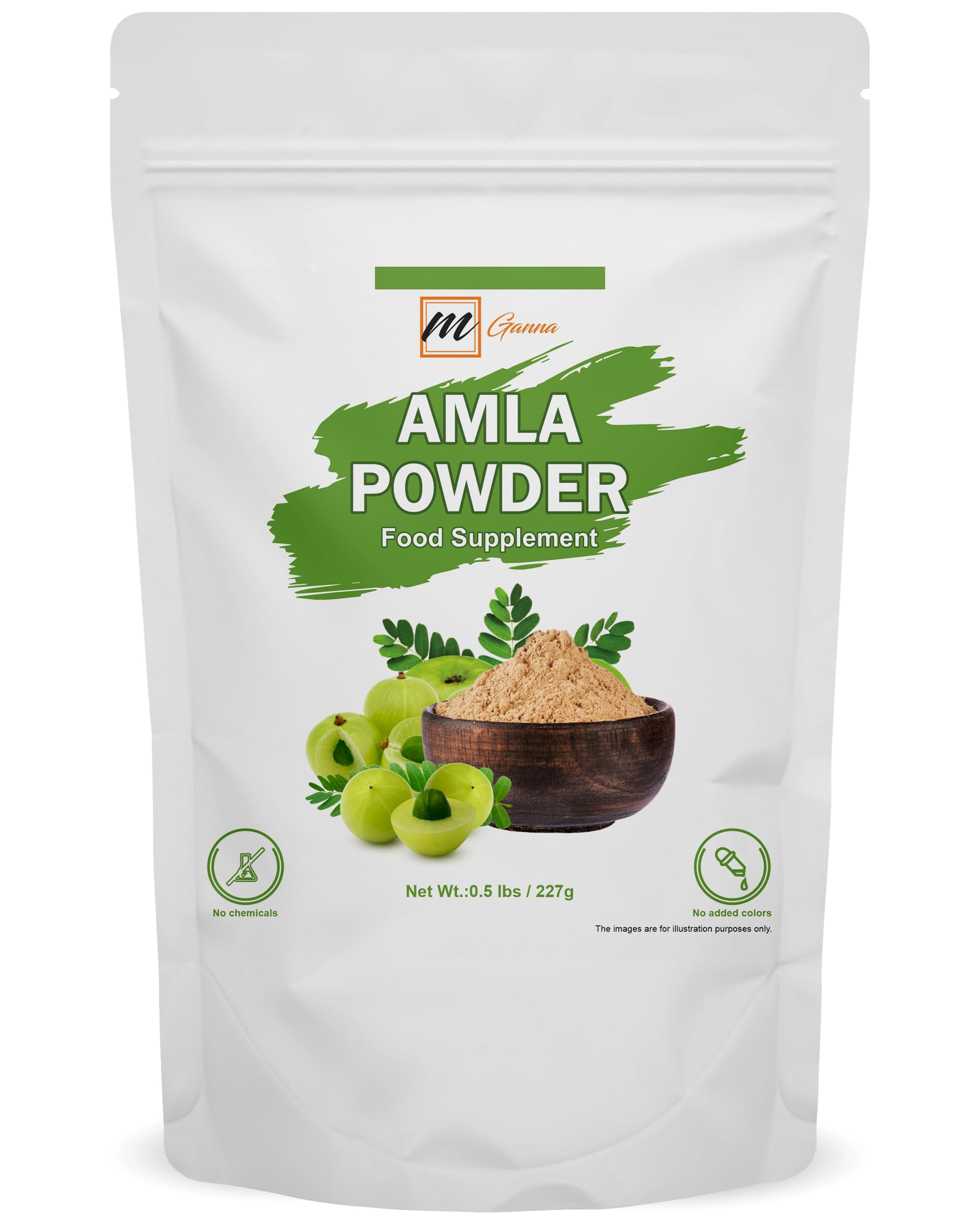 mGanna 100% Natural Amla/Indian Gooseberry/Emblica Officinalis Powder for Skin, Hair and Health Care 227 GMS / 0.5 LBS