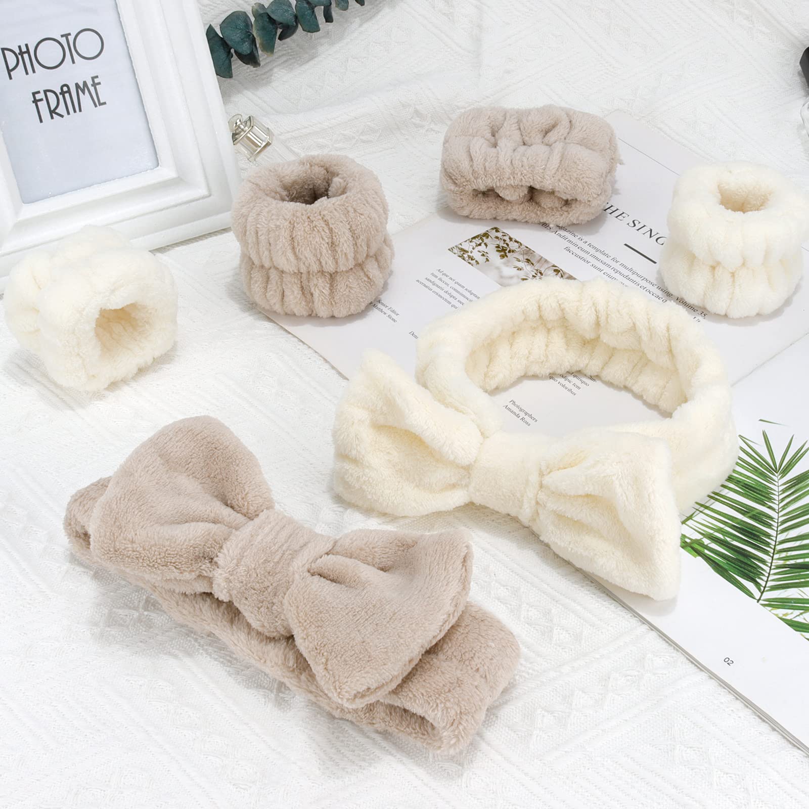Whavel 6Pcs Spa Headband And Wristband Set, Face Wash Headband Makeup Skincare Headband Wrist Bands For Washing Face