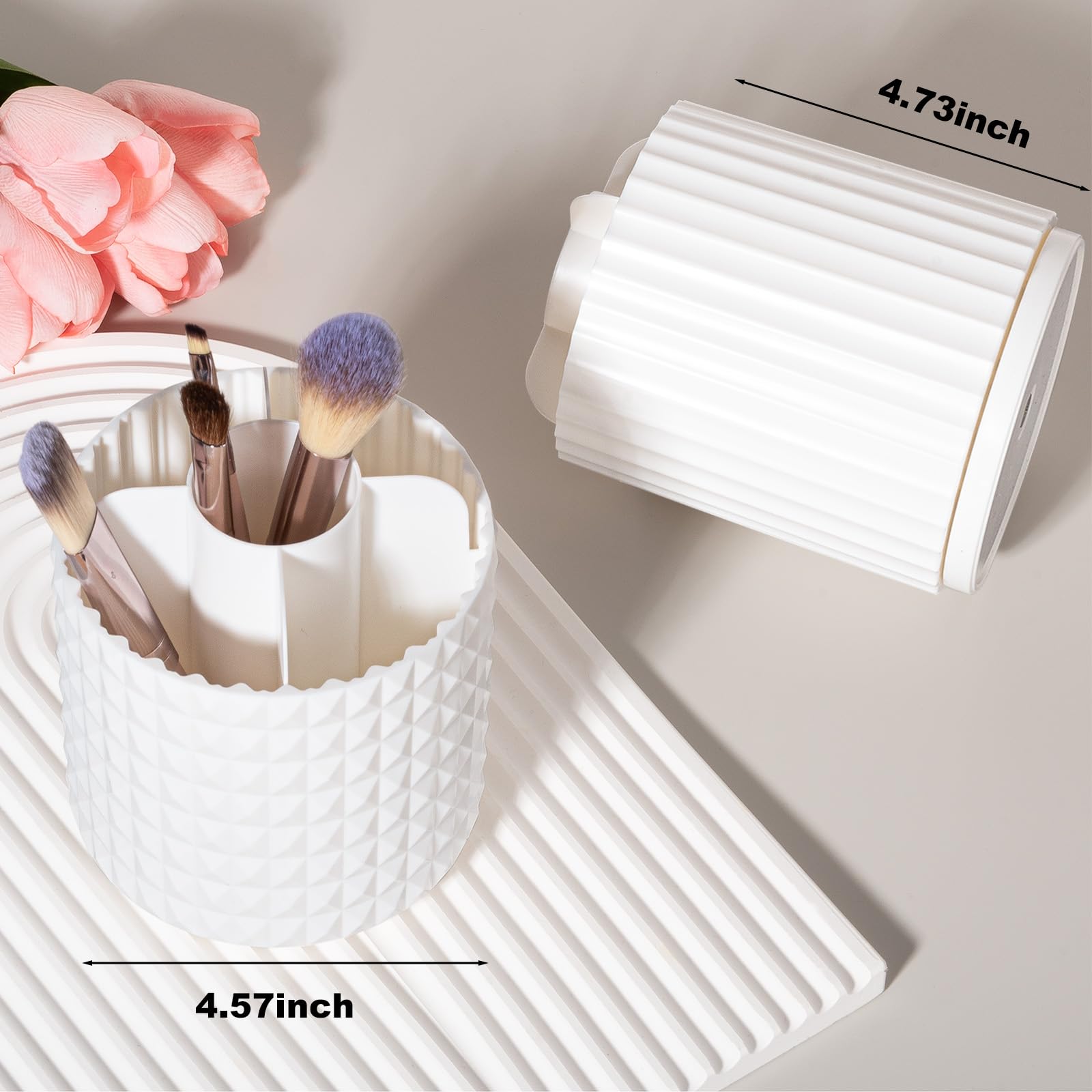 Anyoifax Makeup Brush Holder Organizer 360 Rotating Make Up Brushes Container For Vanity, Spinning Cosmetics Storage Cup Pen Hol