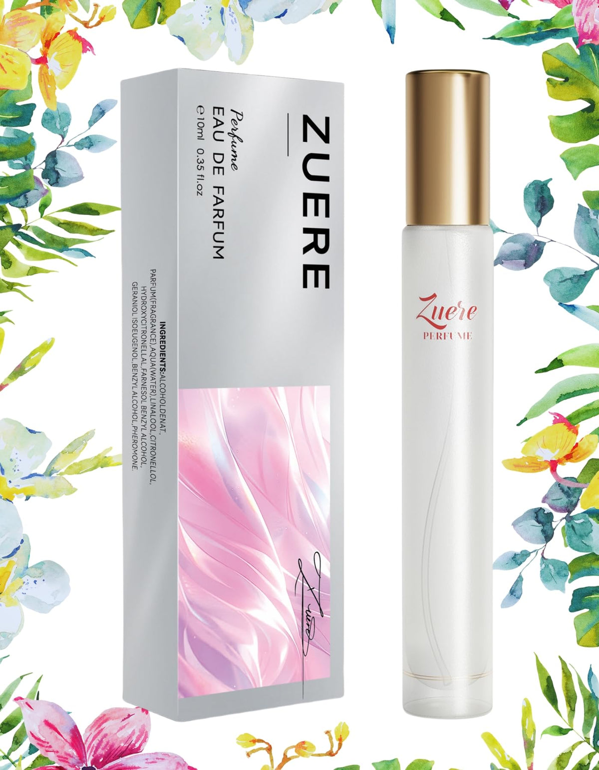 Zuere Floral Perfumes for Women, Luxury Eau de Parfum Infused with Pheromones, Enhanced Sweet Floral Scent, 0.35 oz Travel-Frien