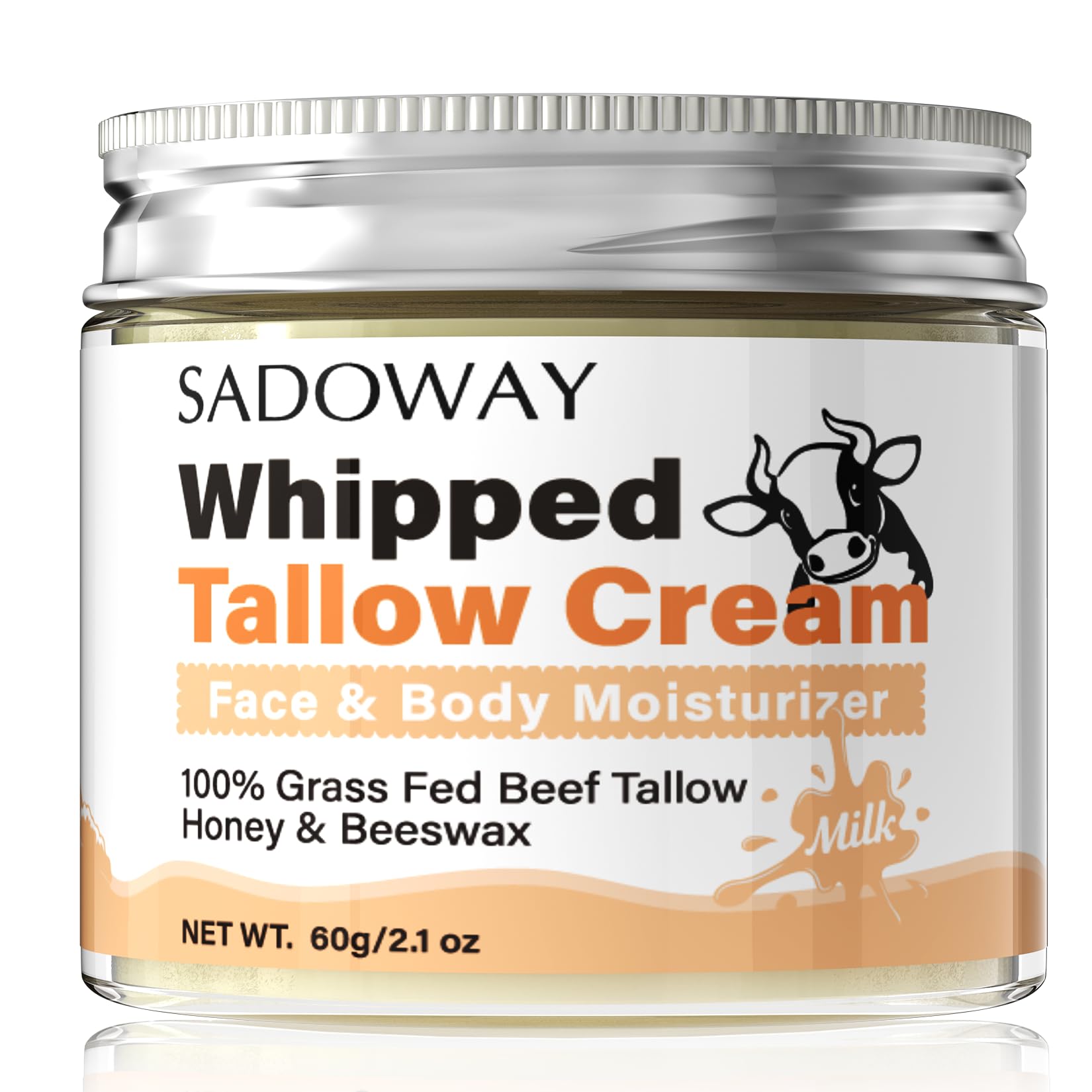 SADOWAY Beef Tallow for Skin: Handmade Beef Tallow for Face - Organic Grass-Fed Whipped Beef Tallow and Honey Balm Tallow Face M