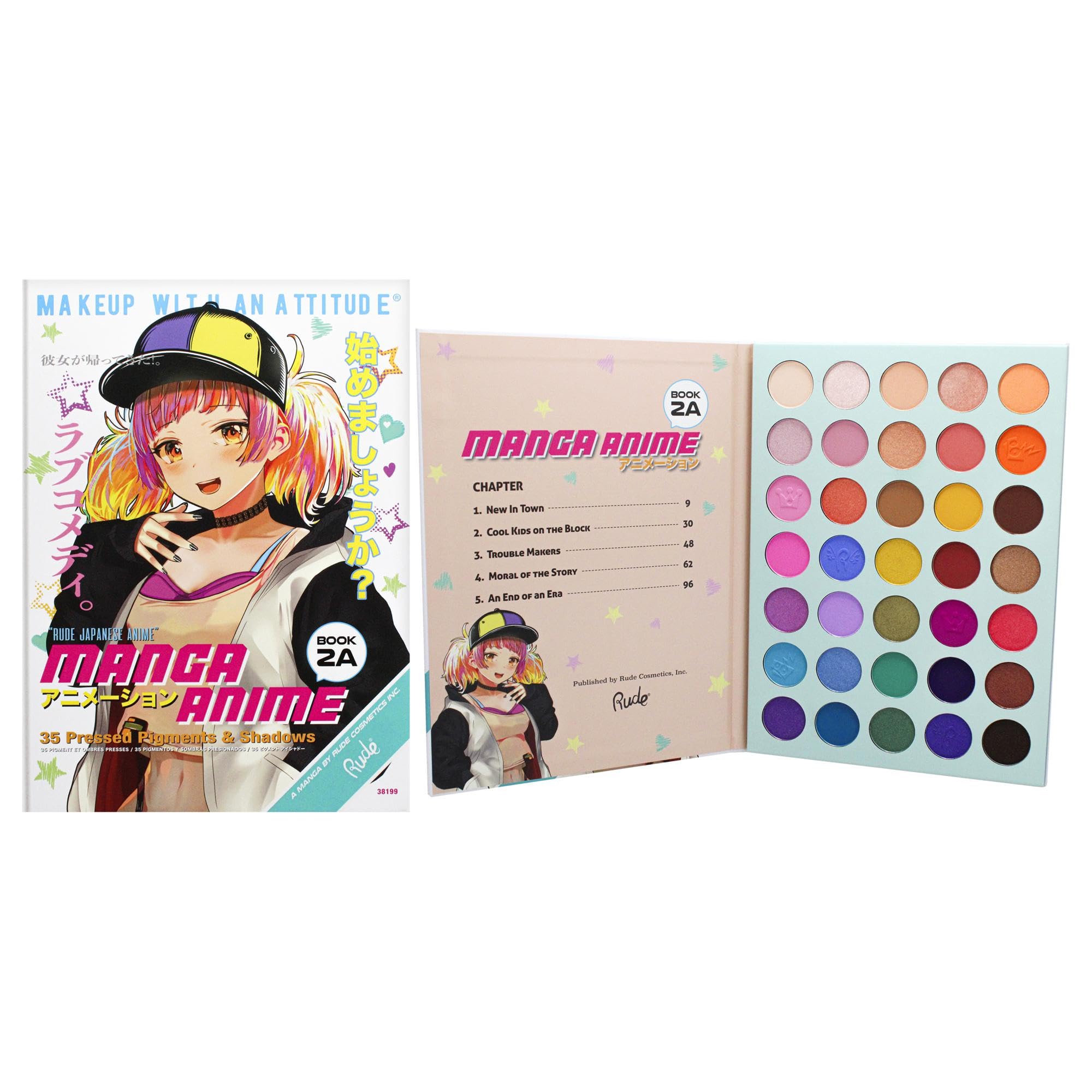 RUDE Cosmetics Manga Anime Eyeshadow Palette - 35 Shades - 1.34 oz - Cranberry - Model 810079381999