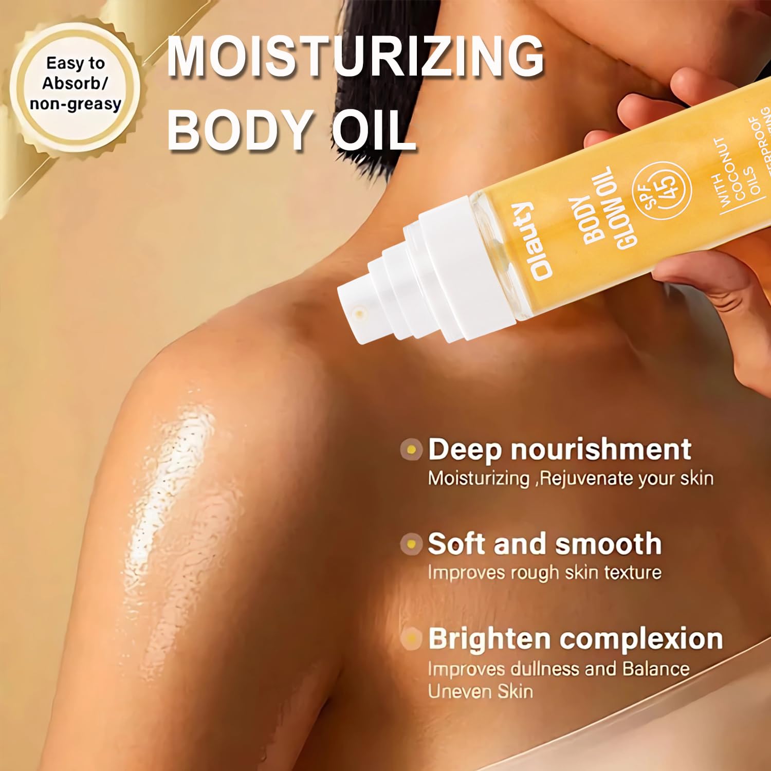 firstfly Sunscreen Body Oil SPF45 Body Moisturizer Oil Serum with Coconut Oil for Dry Skin Nourishing Glowing Skin Care Body Shi